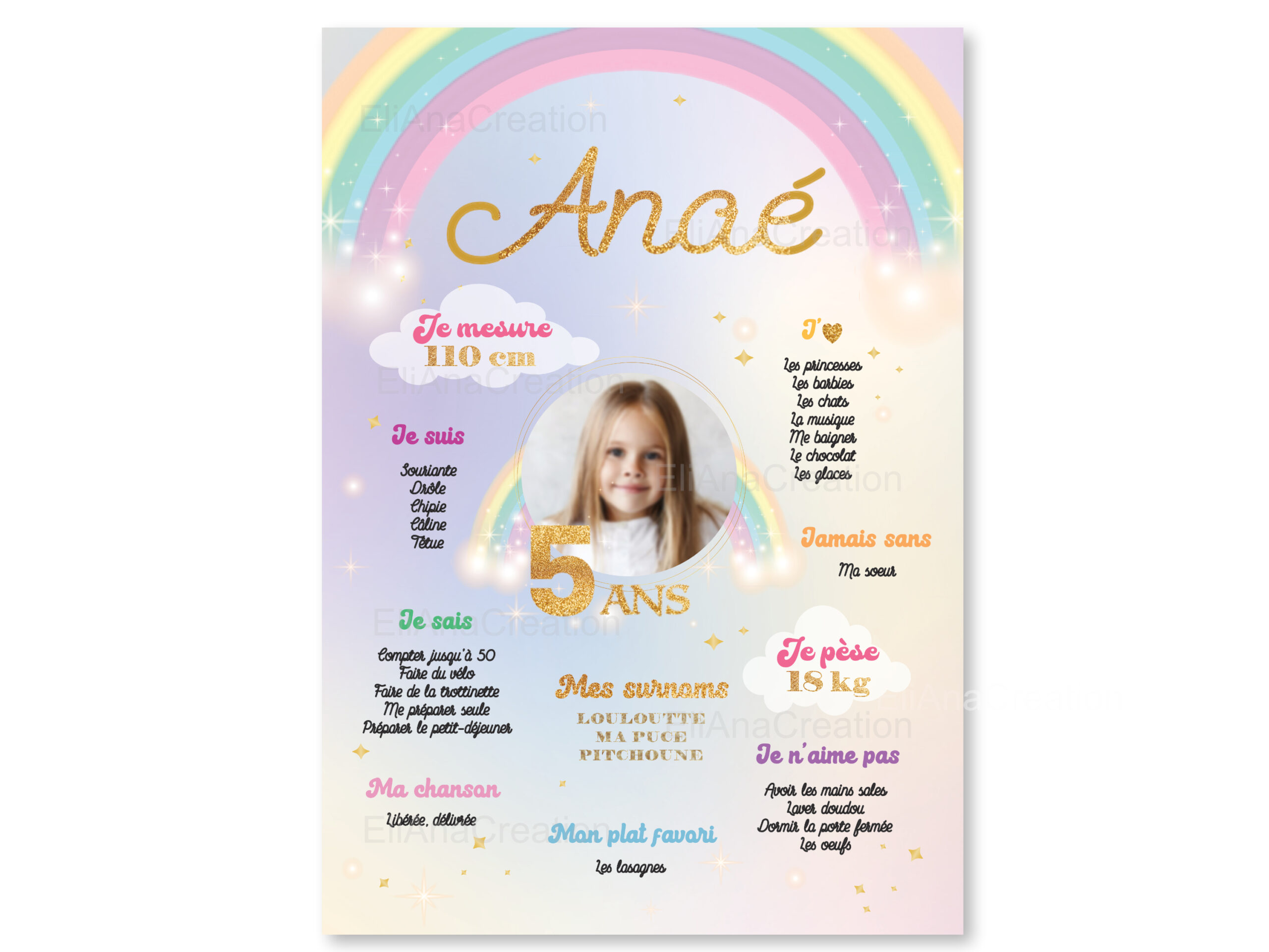 Affiche anniversaire - Thème Arc-en-Ciel