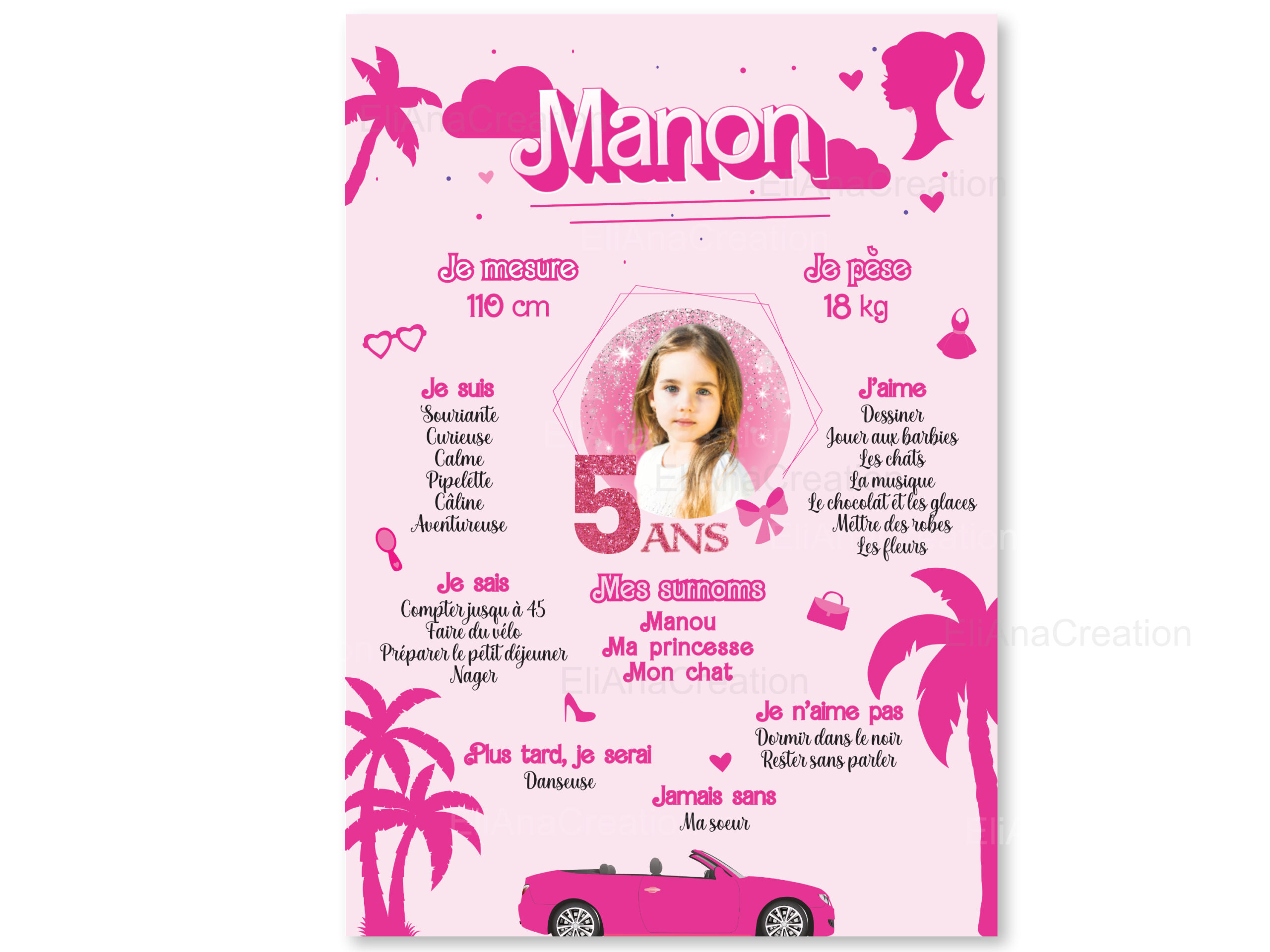 Affiche anniversaire - Thème Barbie