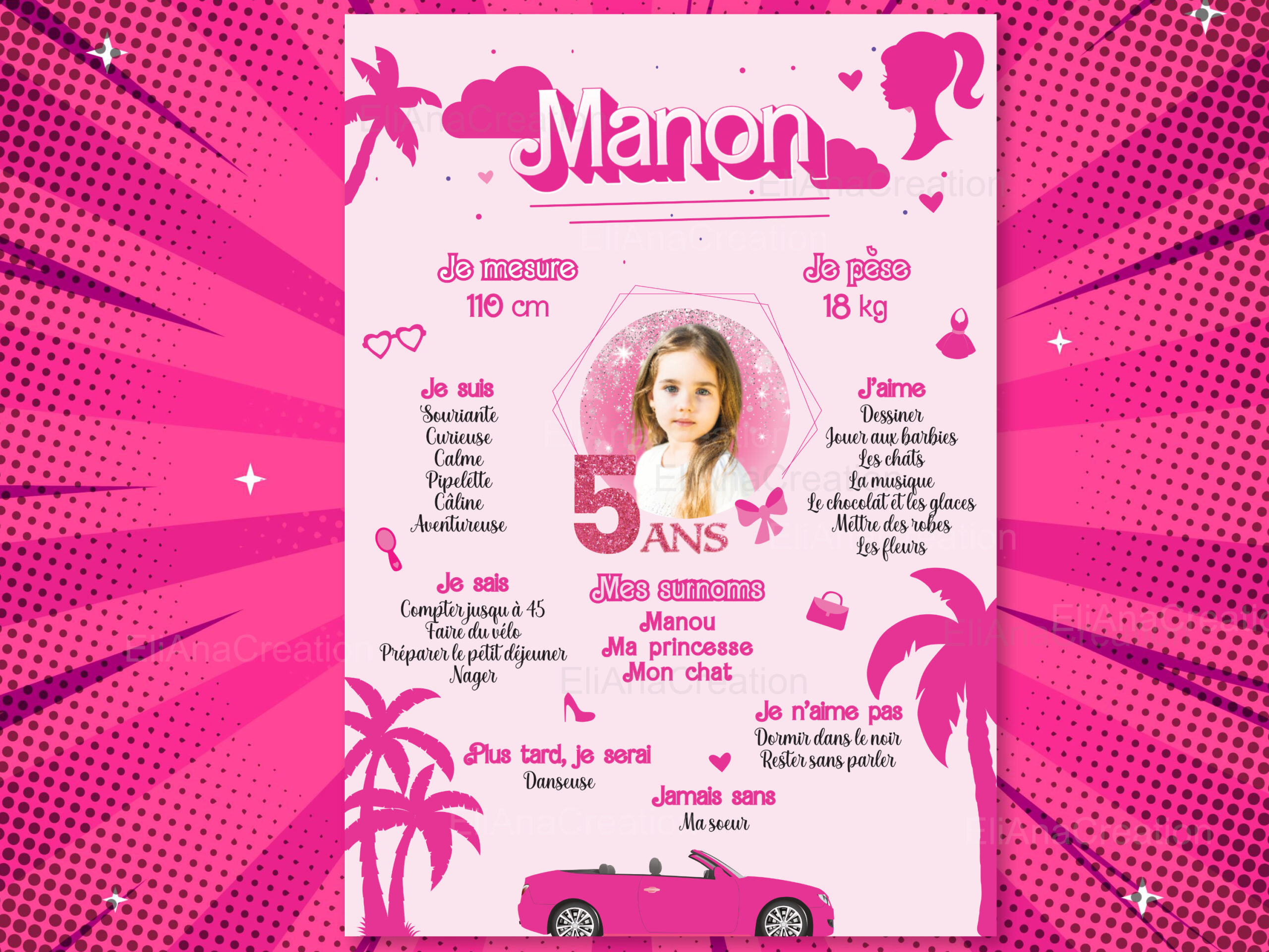 Affiche anniversaire - Thème Barbie