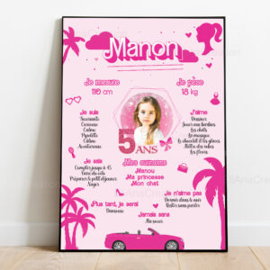 Affiche anniversaire - Thème Barbie