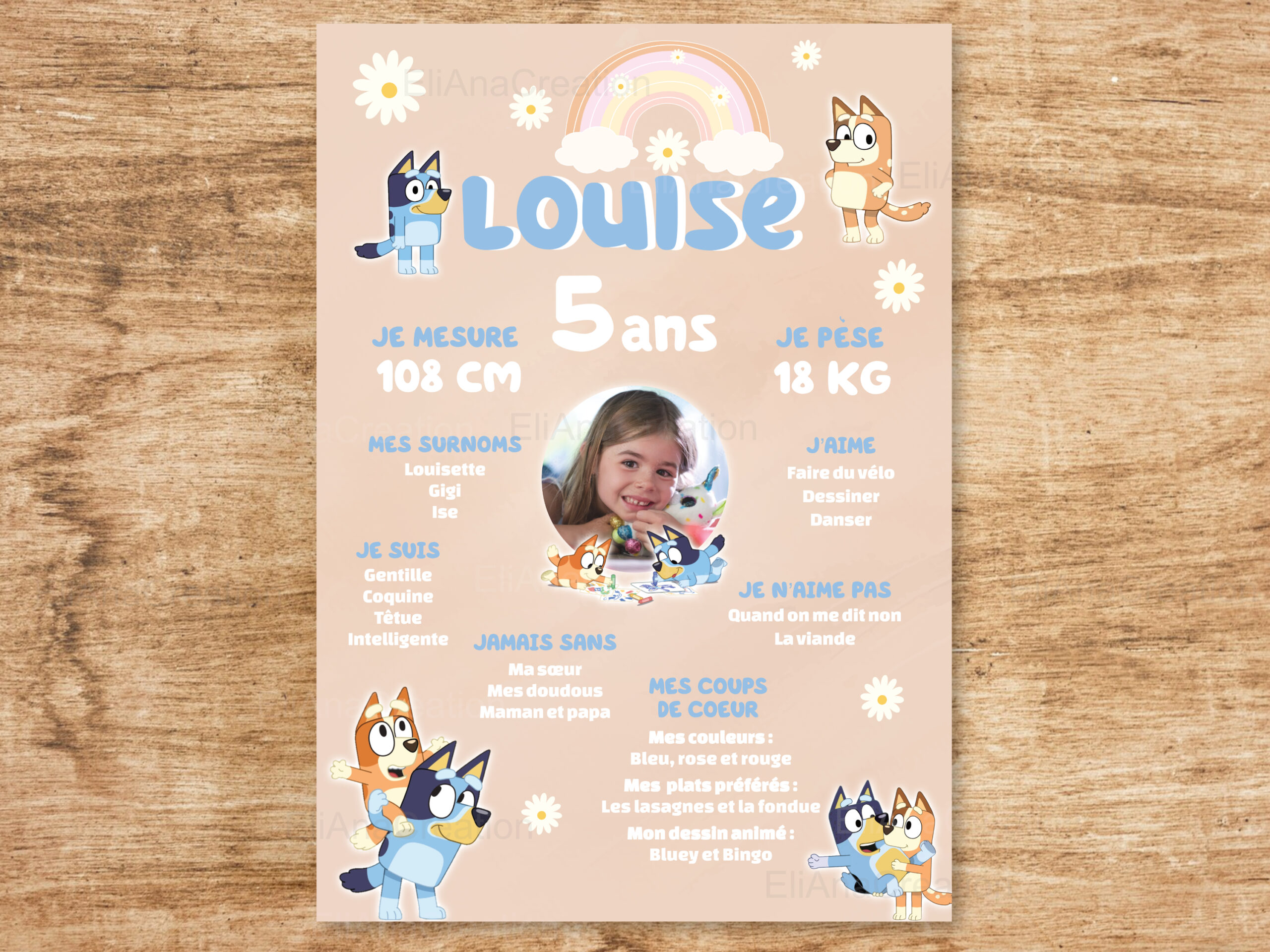 Affiche anniversaire - Thème Bluey & Bingo