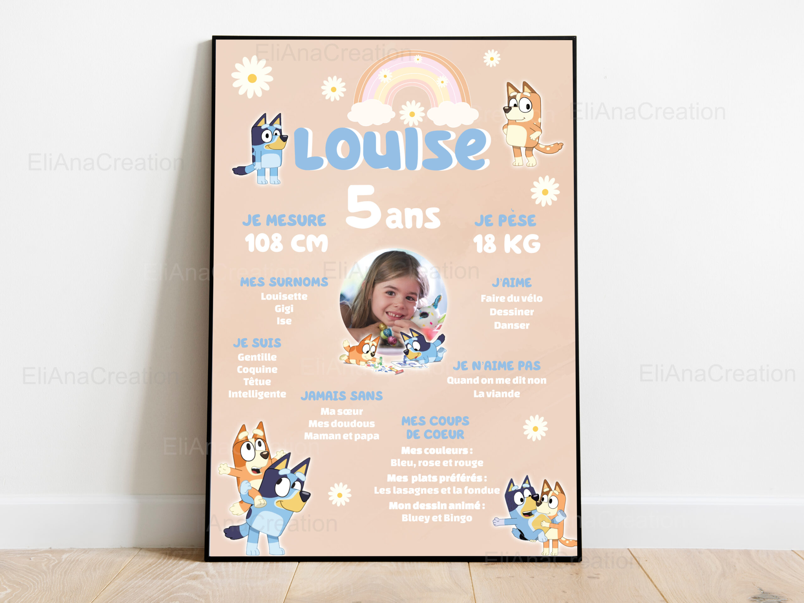 Affiche anniversaire - Thème Bluey & Bingo