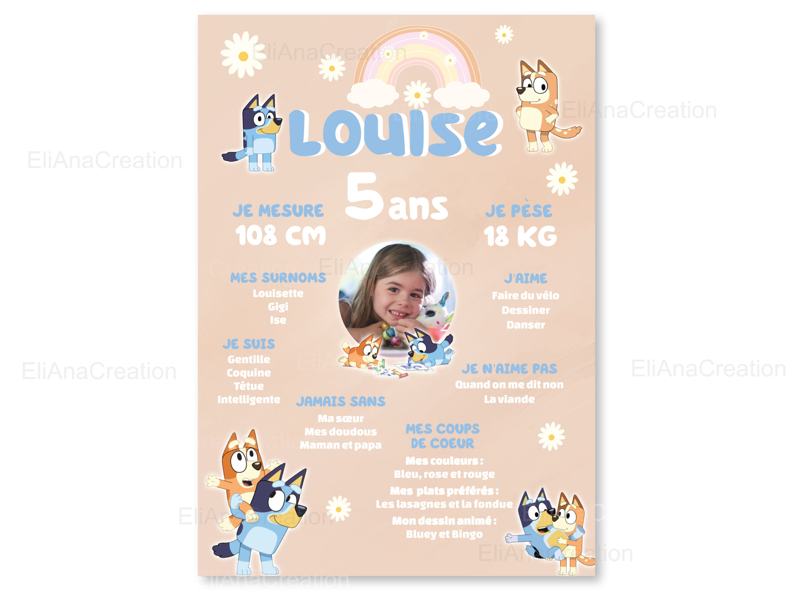 Affiche anniversaire - Thème Bluey & Bingo