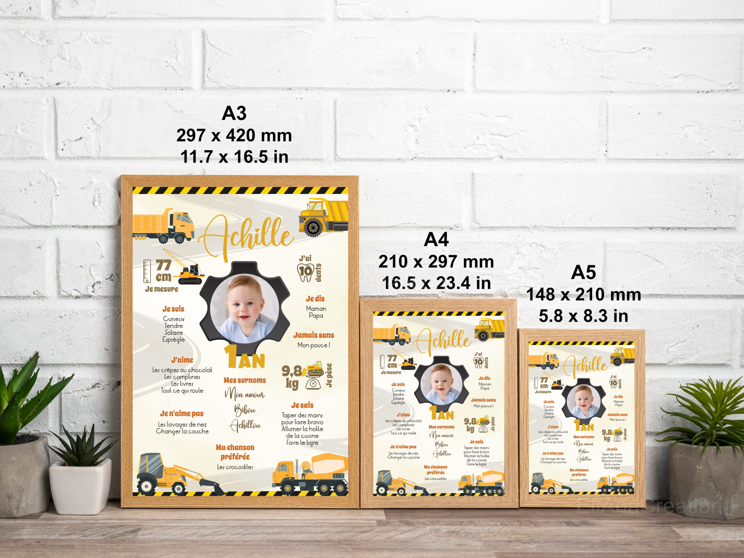 Affiche anniversaire - Thème Chantier & Camions