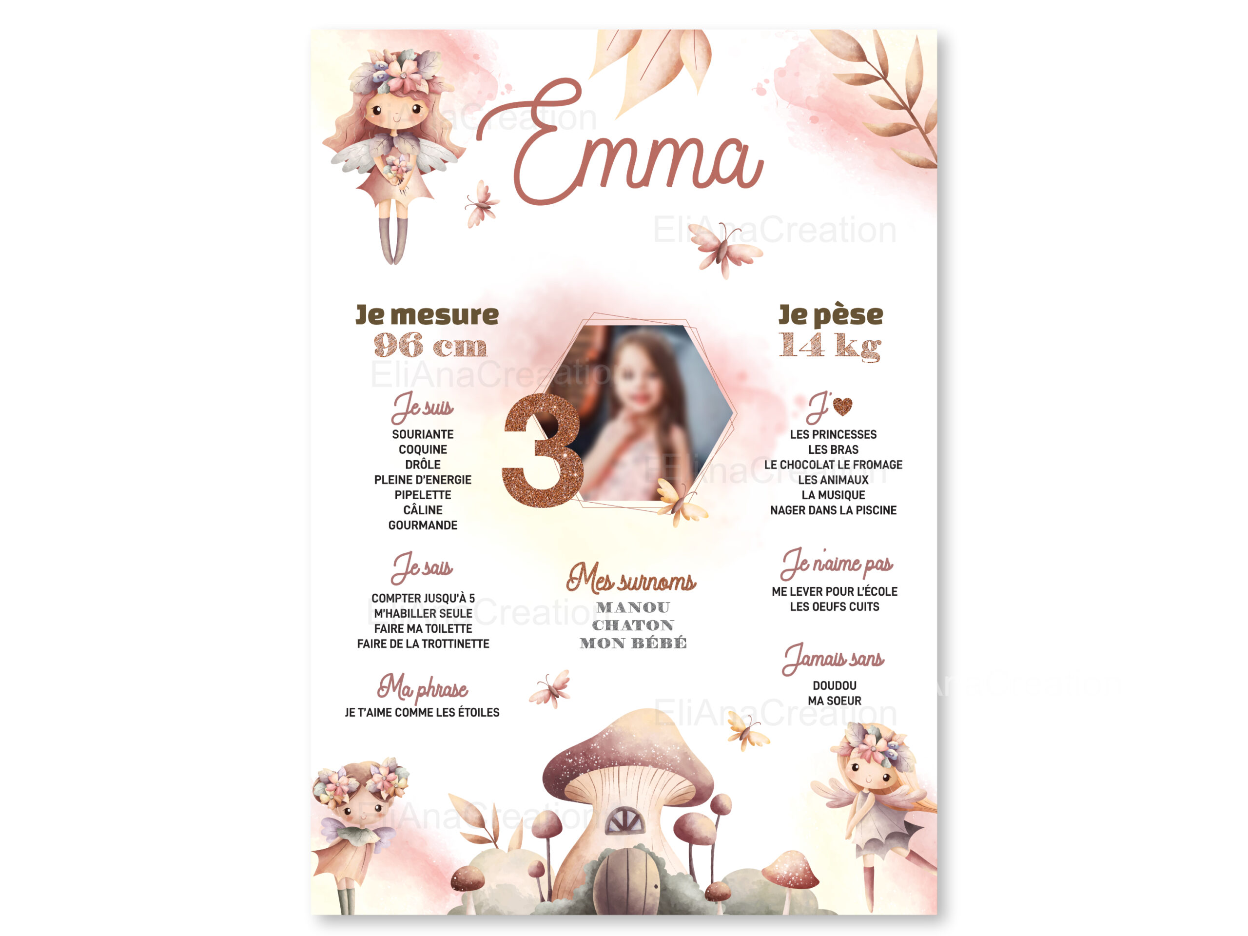 Affiche anniversaire - Thème Fées