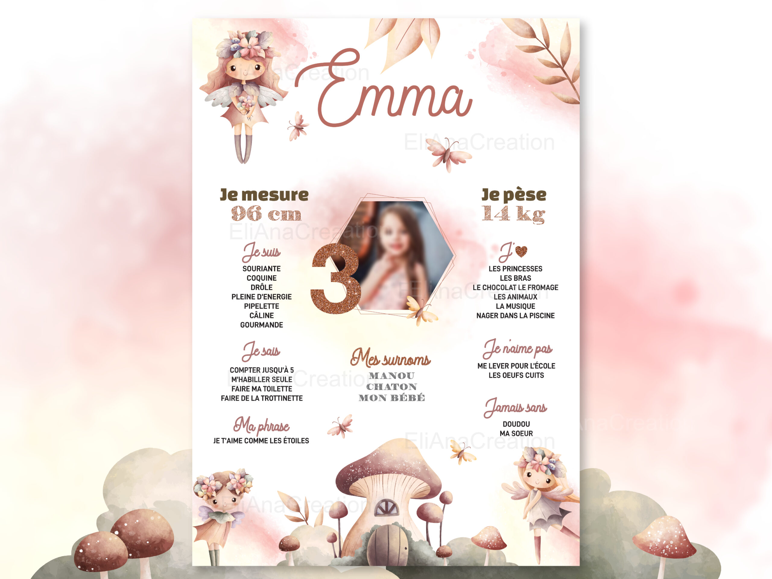 Affiche anniversaire - Thème Fées