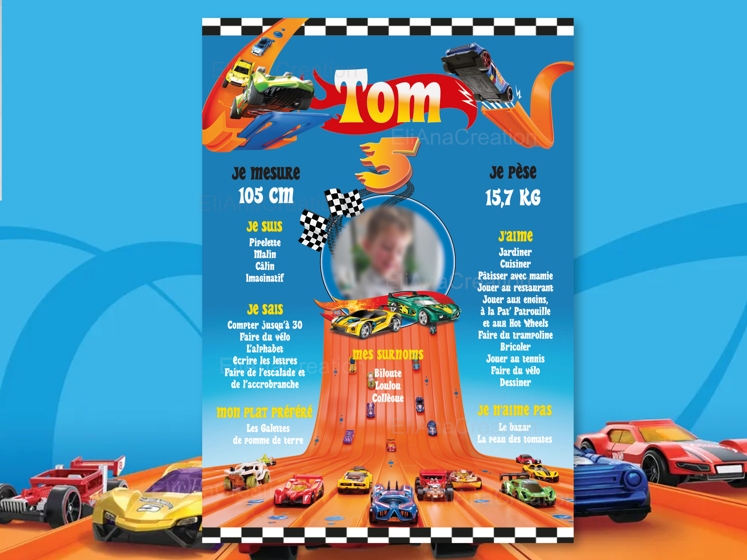 Affiche anniversaire - Thème Hot Wheels