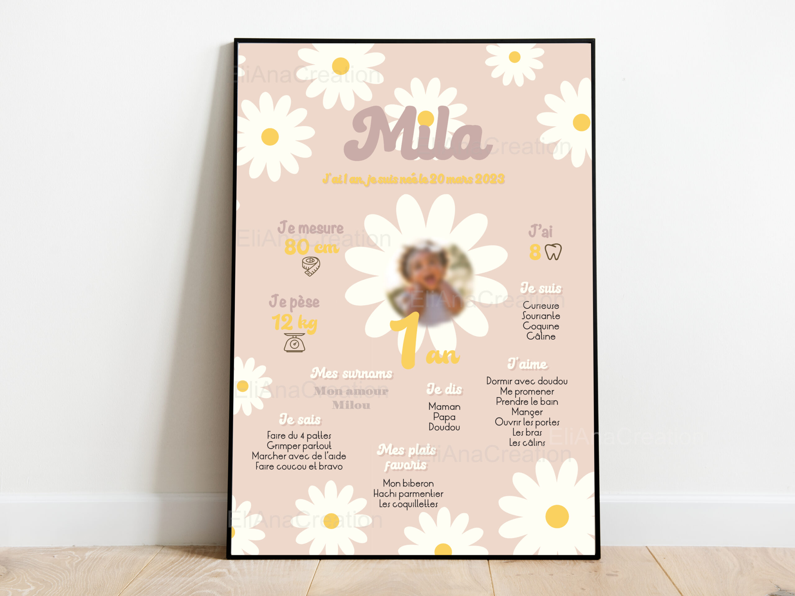 Affiche Anniversaire - Thème Marguerite