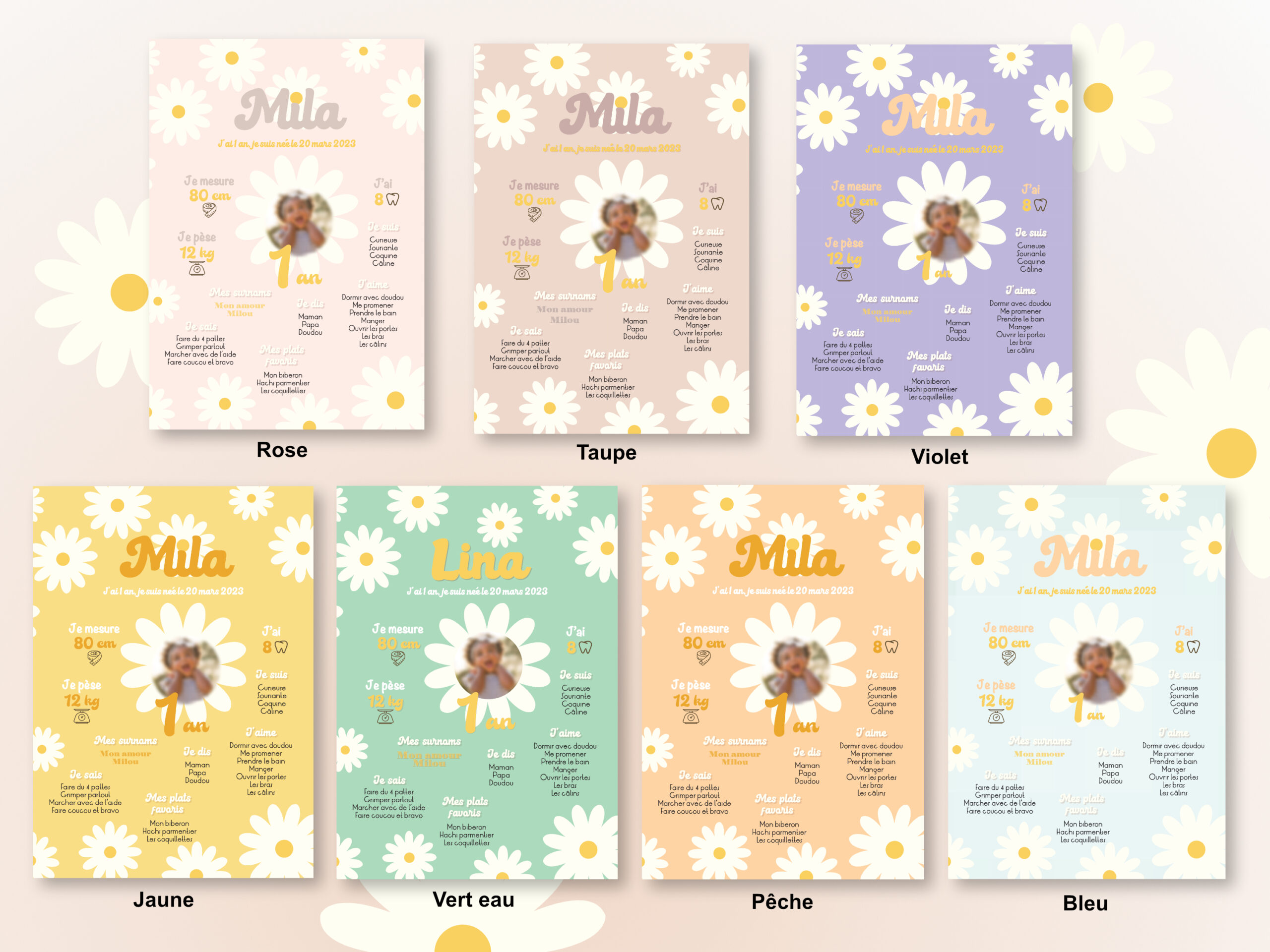 Affiche Anniversaire - Thème Marguerite