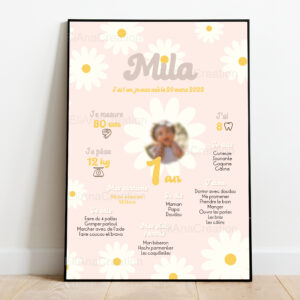 Affiche Anniversaire - Thème Marguerite