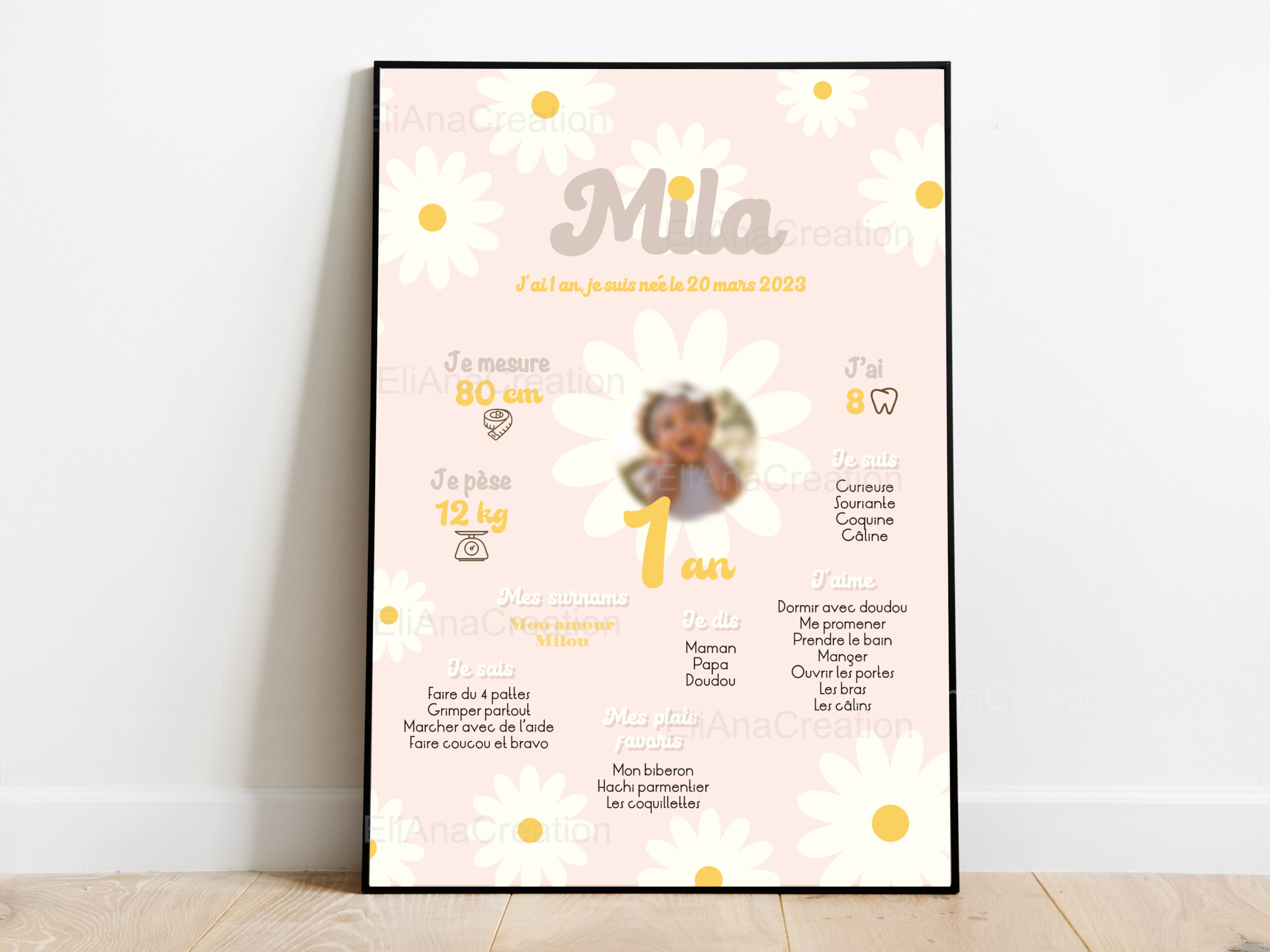 Affiche Anniversaire - Thème Marguerite