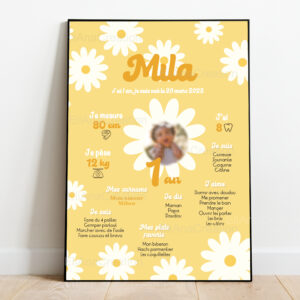 Affiche Anniversaire personnalisée - Thème Marguerite