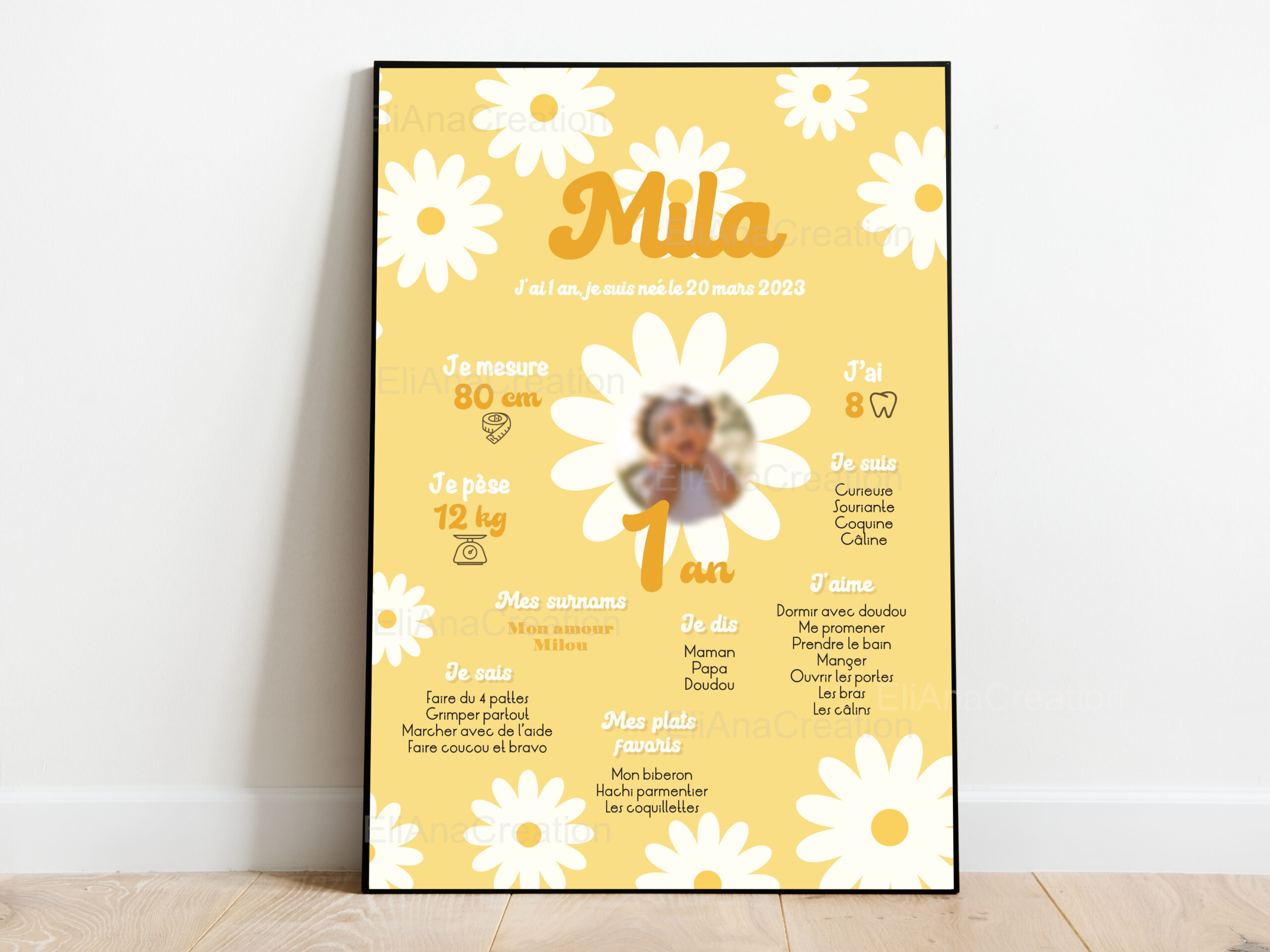 Affiche Anniversaire - Thème Marguerite