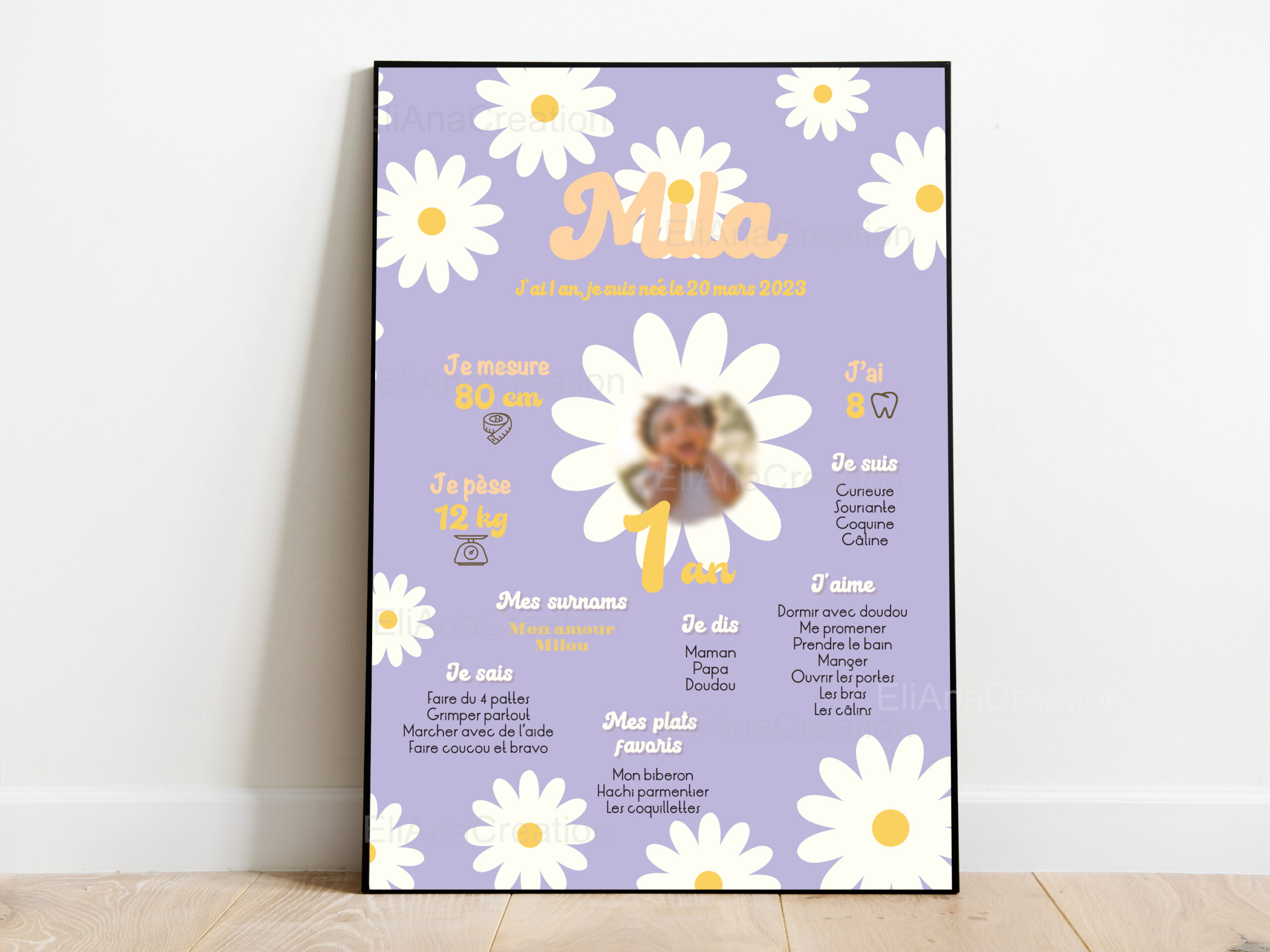 Affiche Anniversaire - Thème Marguerite