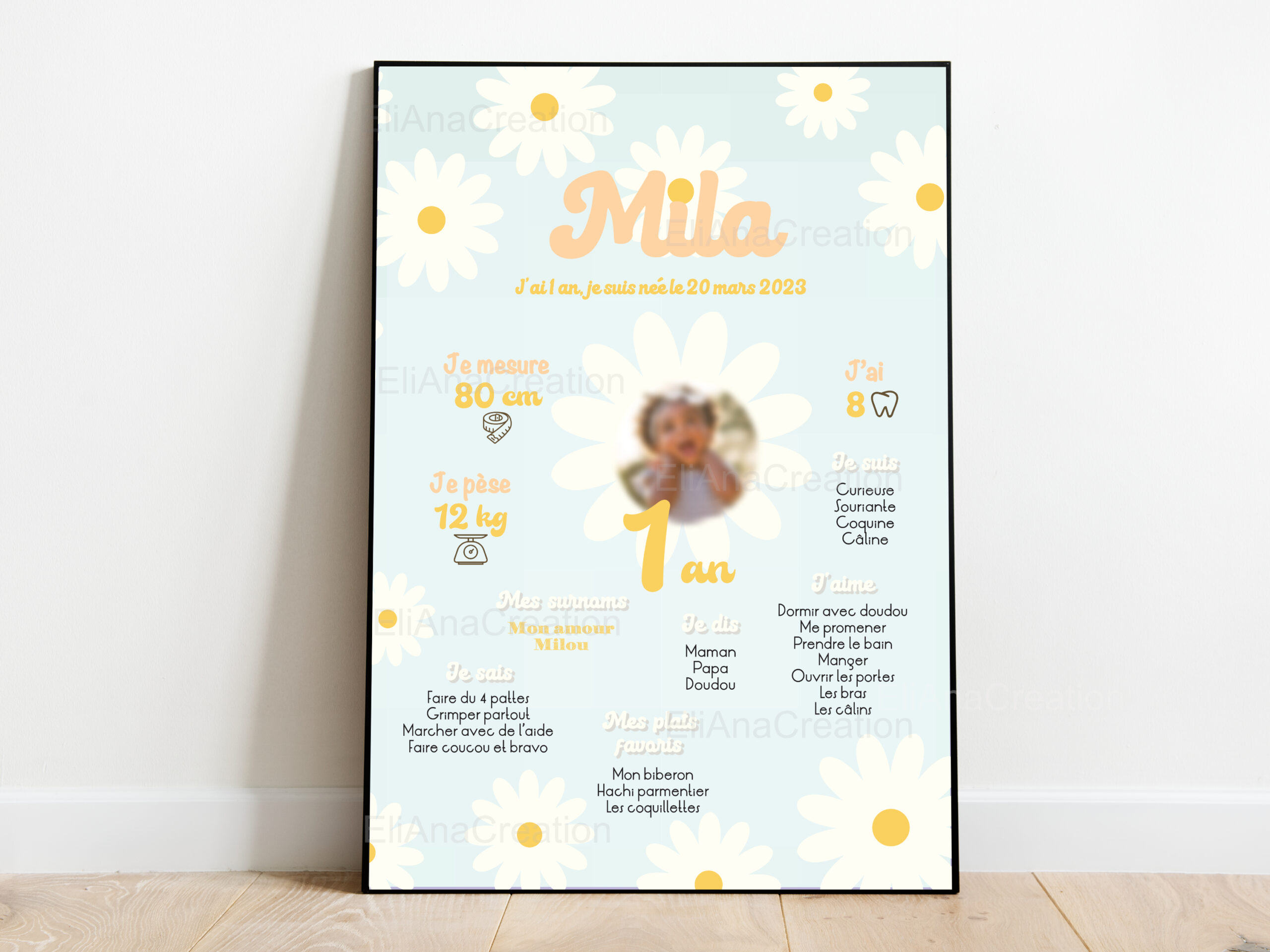 Affiche Anniversaire - Thème Marguerite