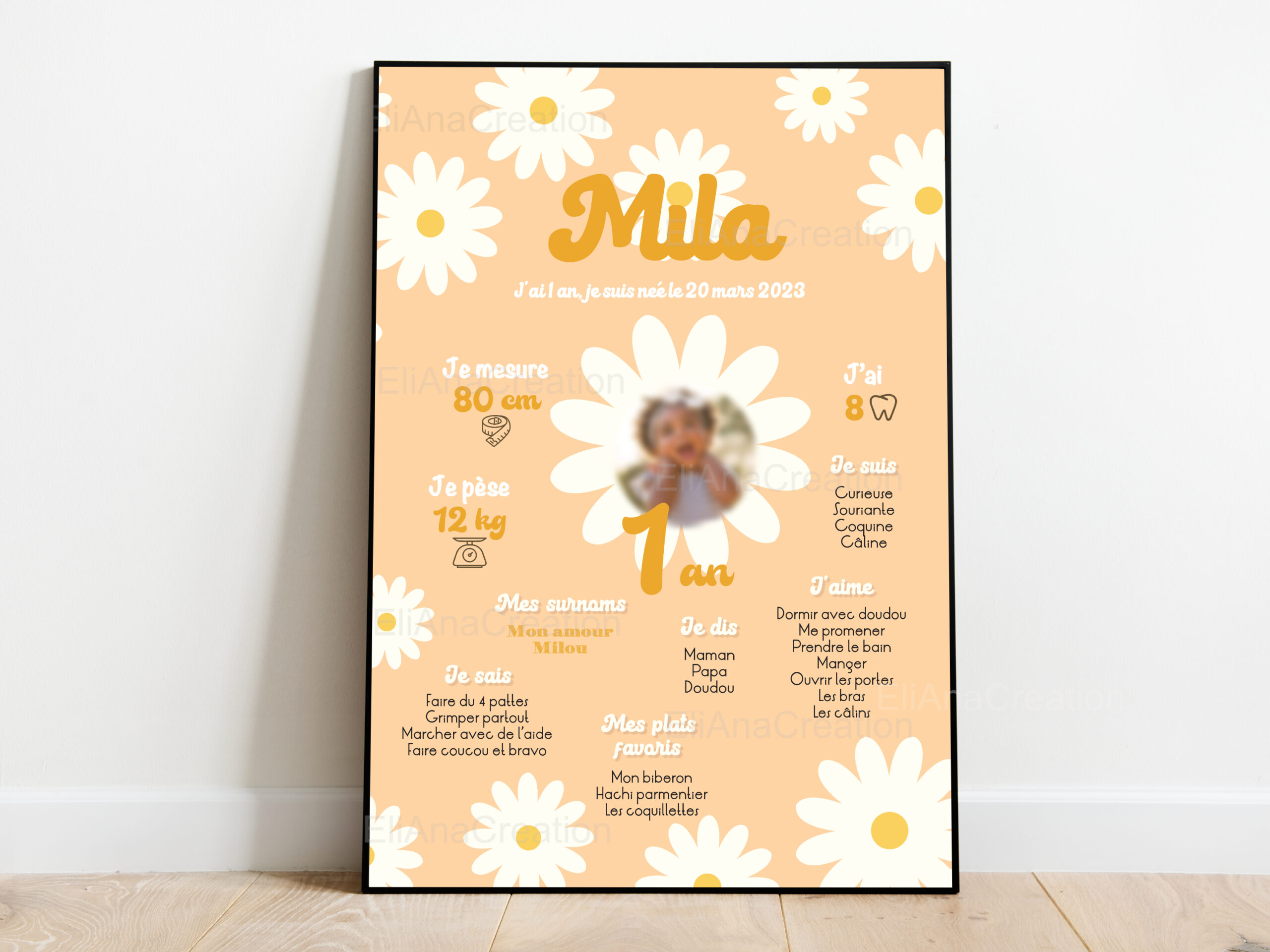 Affiche Anniversaire - Thème Marguerite