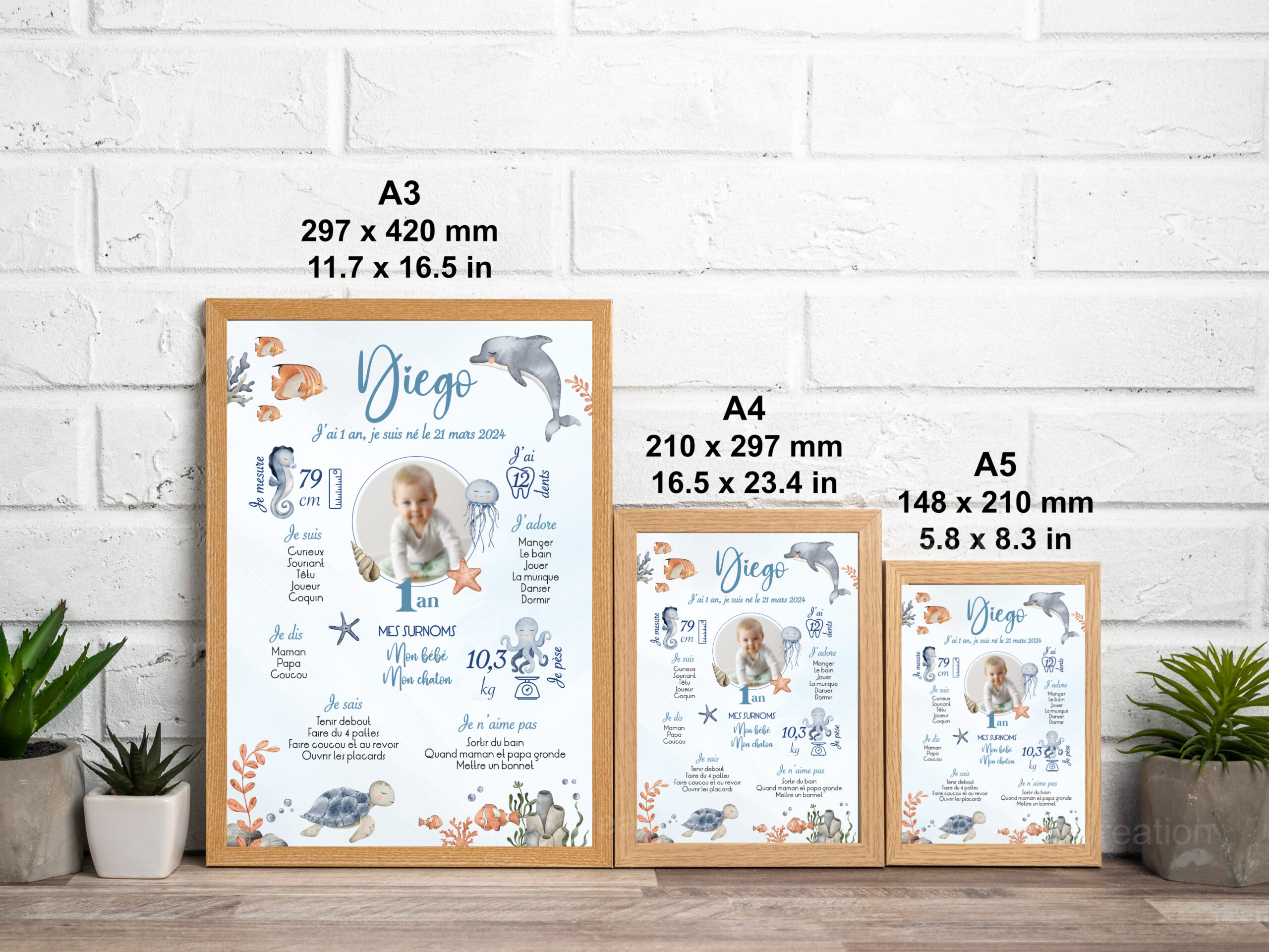 Affiche anniversaire - Thème Animaux Marins