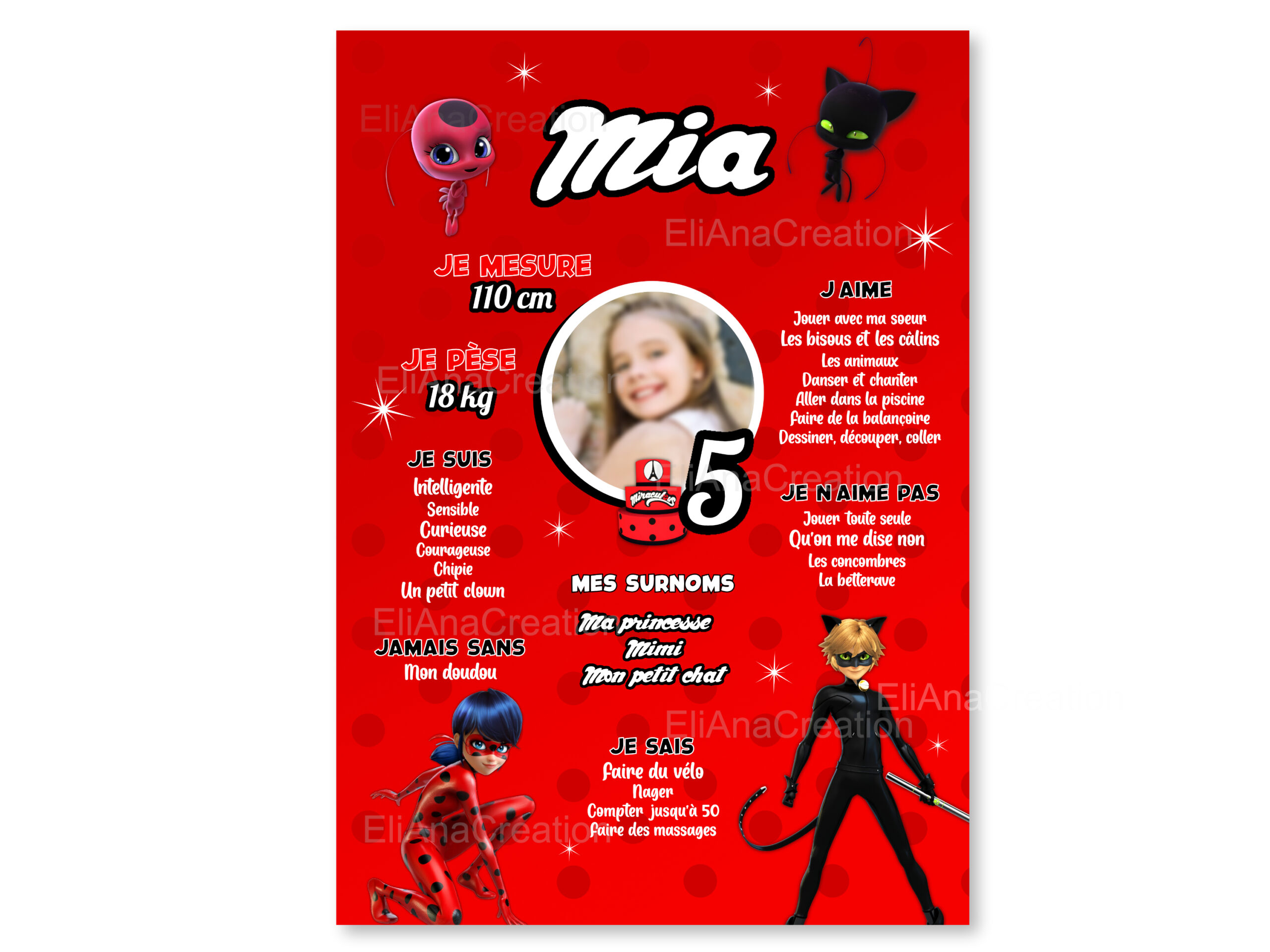 Affiche anniversaire - Thème Miraculous