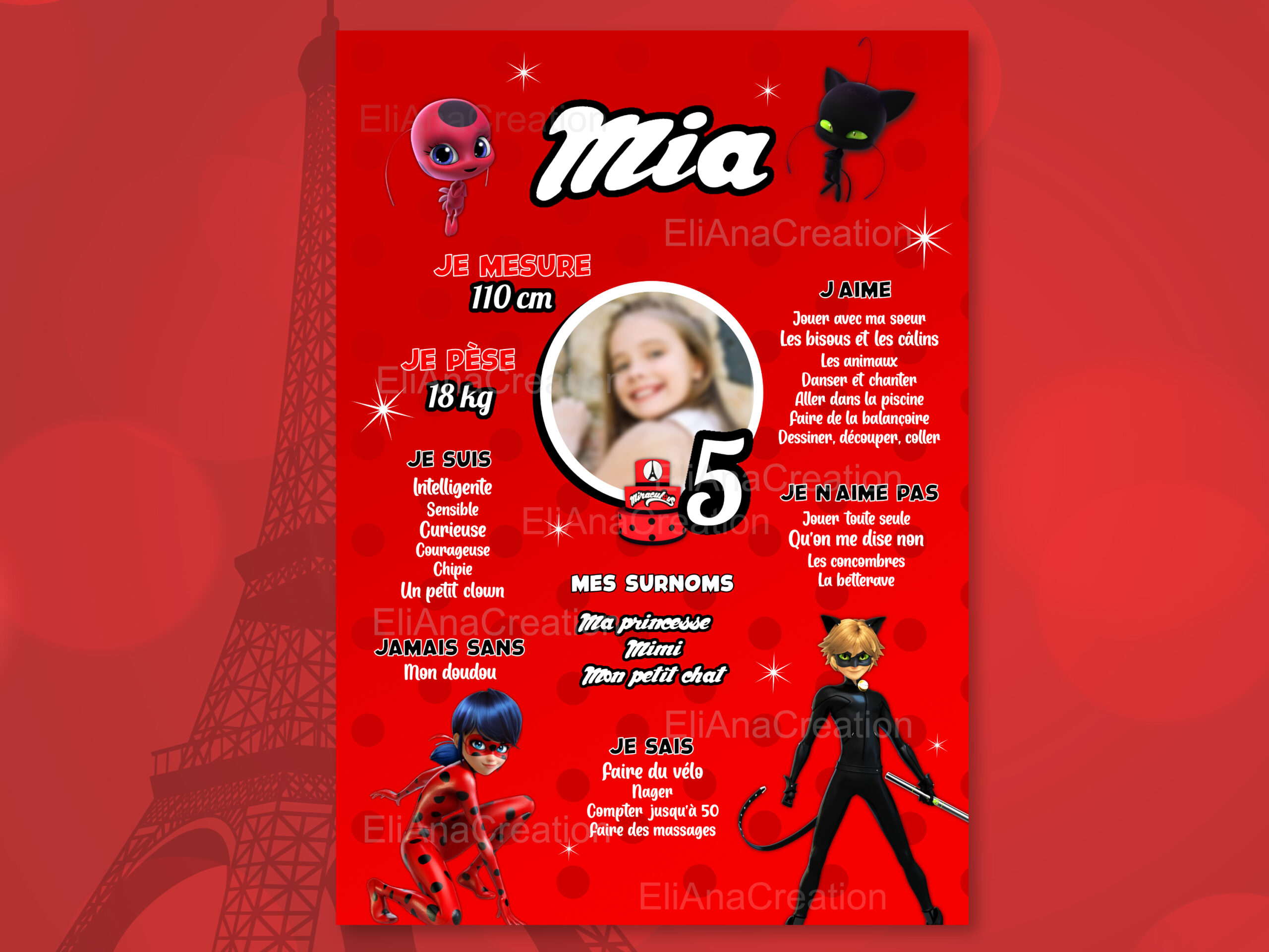 Affiche anniversaire - Thème Miraculous