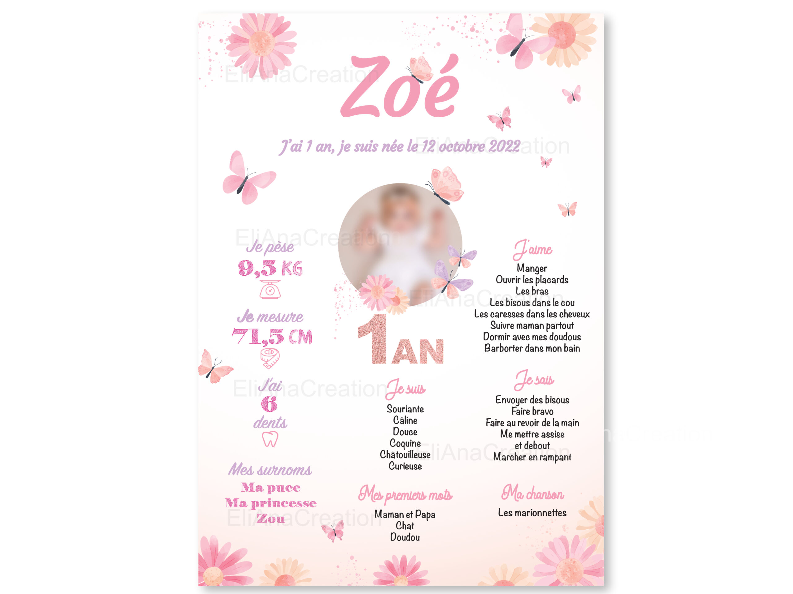 Affiche anniversaire - Thème Papillons