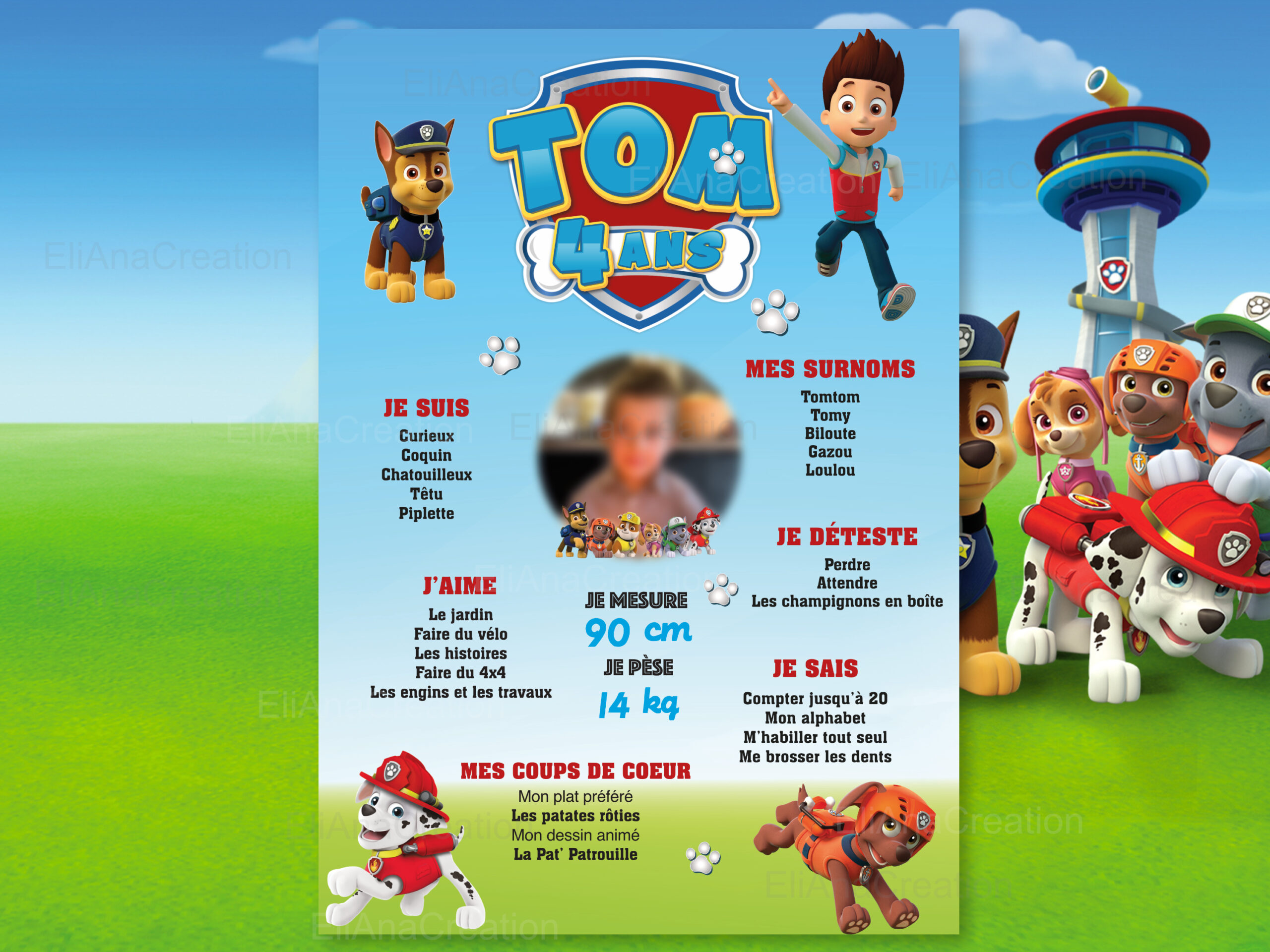 Affiche anniversaire - Thème Pat Patrouille