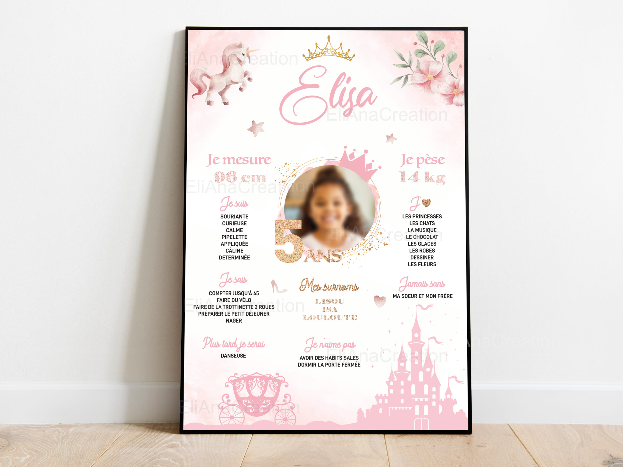 Affiche Anniversaire - Thème Princesse