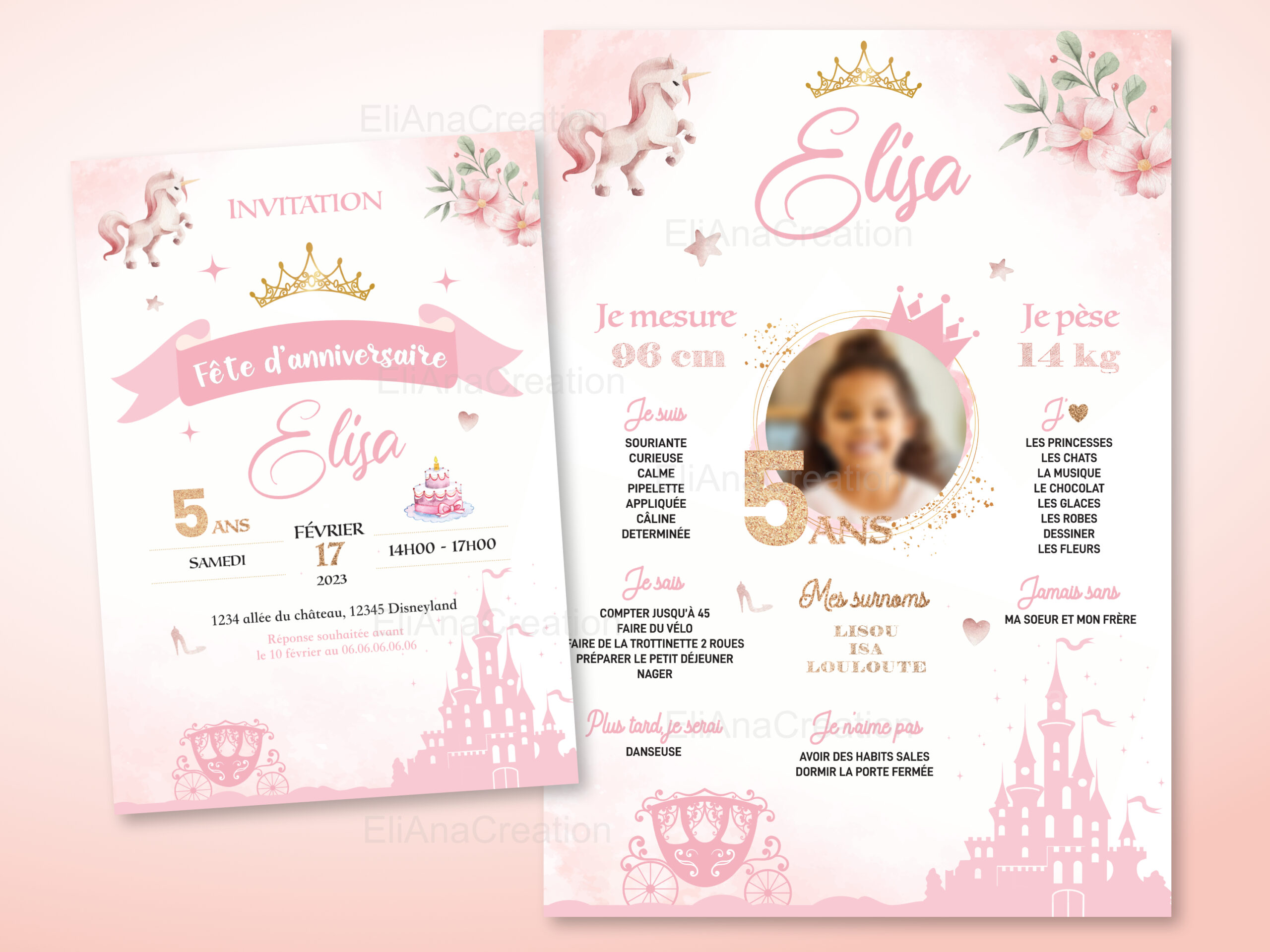 Affiche Anniversaire - Thème Princesse