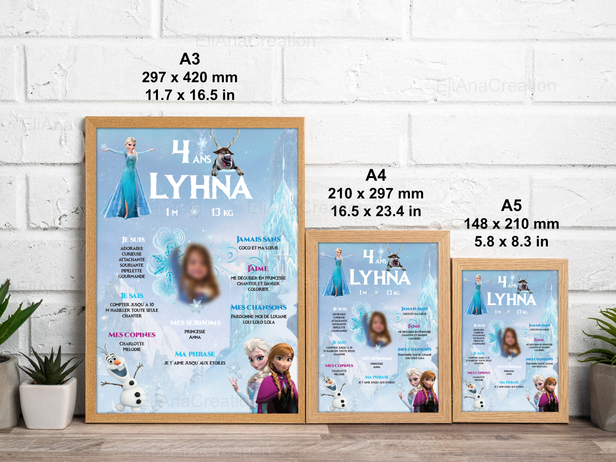 Affiche anniversaire - Thème Reine des Neiges