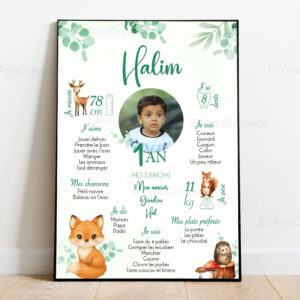 Affiche anniversaire - Thème Renard & Animaux de la Forêt