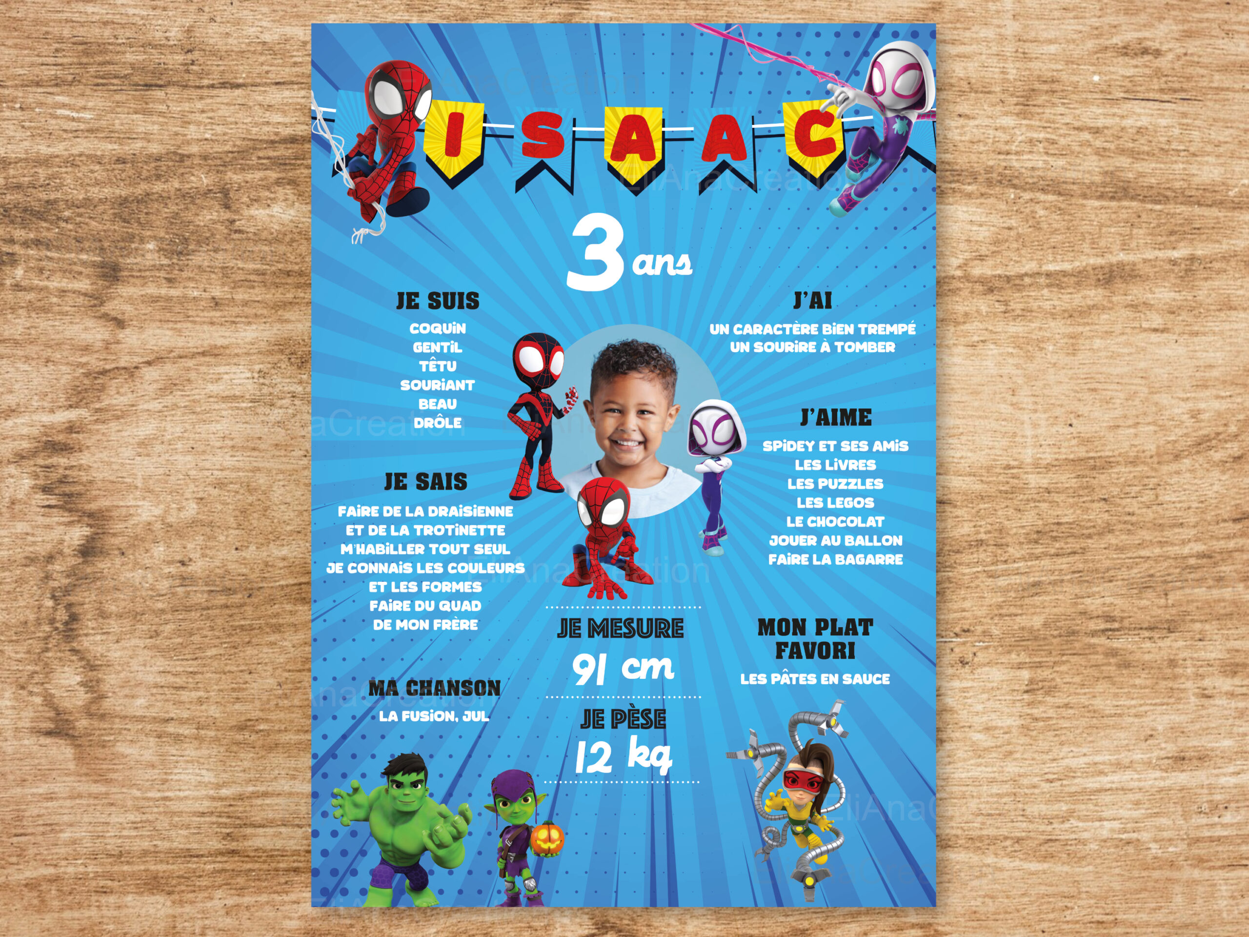 Affiche anniversaire - Thème Spidey et ses amis