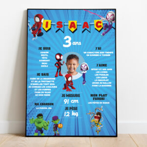 Affiche anniversaire - Thème Spidey et ses amis