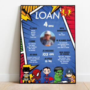 Affiche anniversaire - Thème Super-Héros Marvel