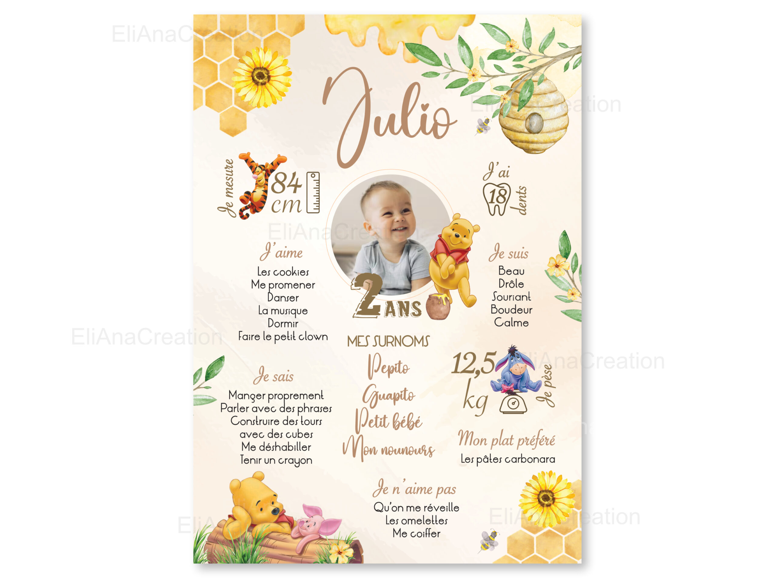 Affiche anniversaire - Thème Winnie l'Ourson