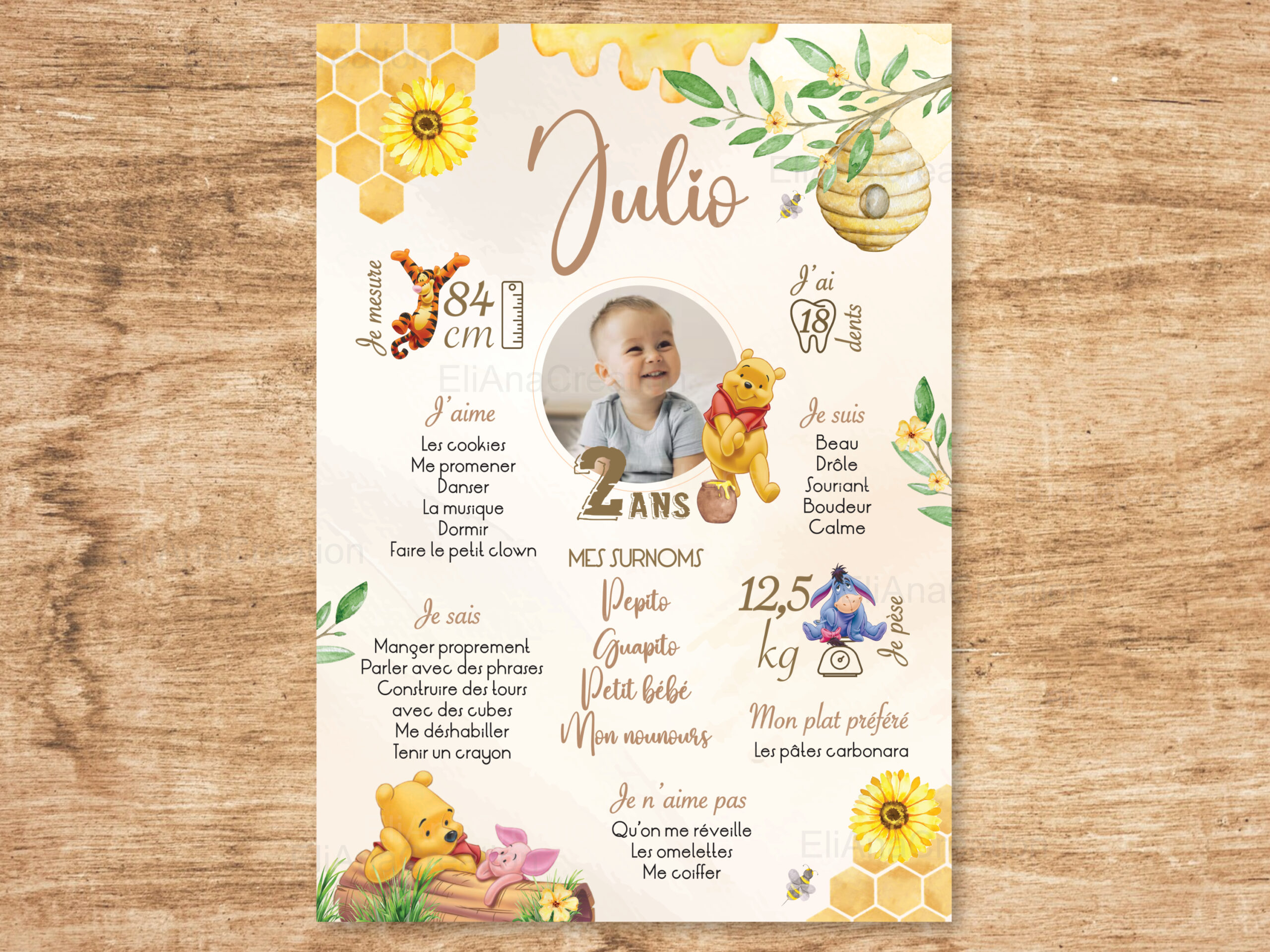 Affiche anniversaire - Thème Winnie l'Ourson