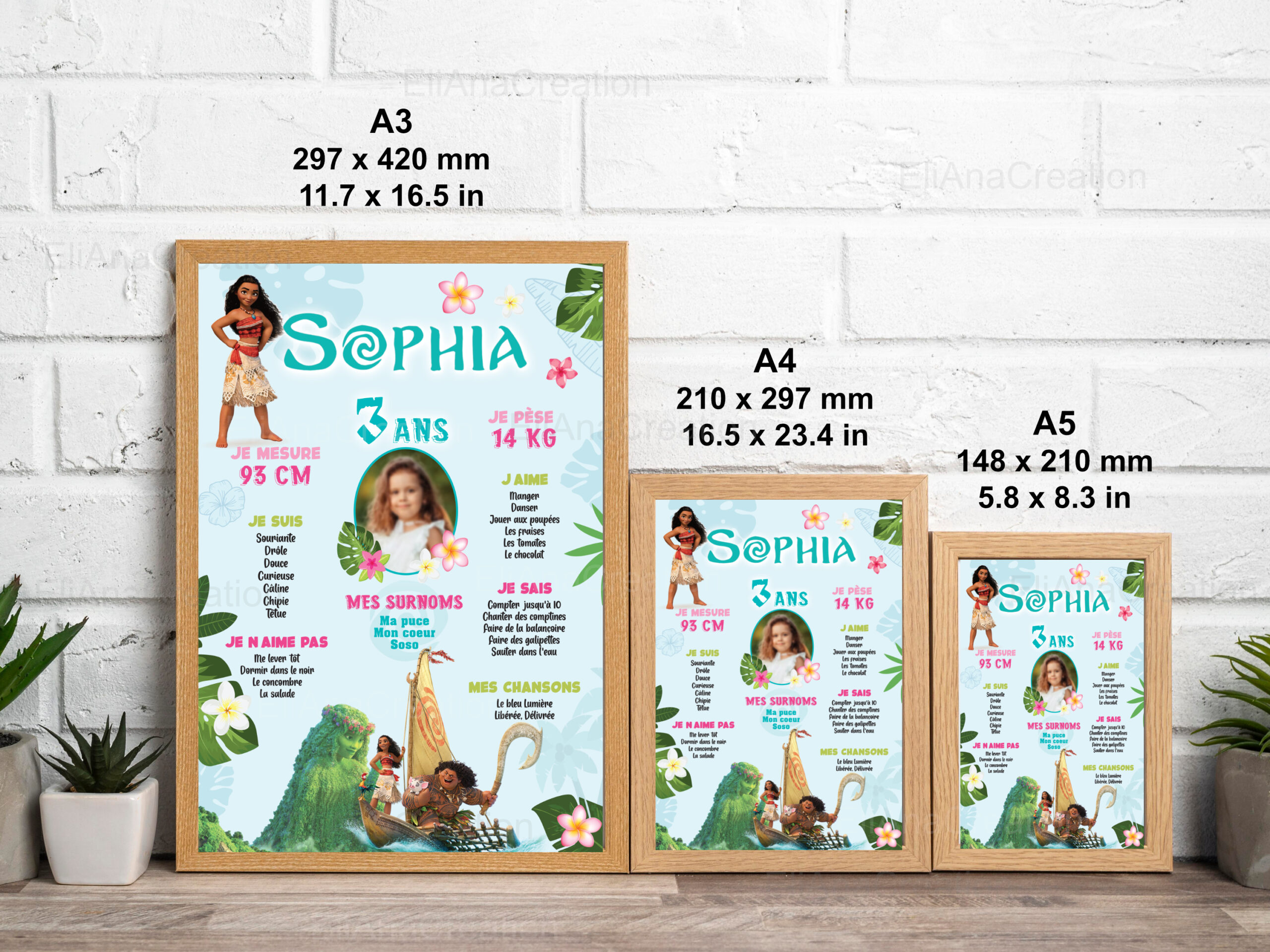 Affiche anniversaire - Thème Vaiana