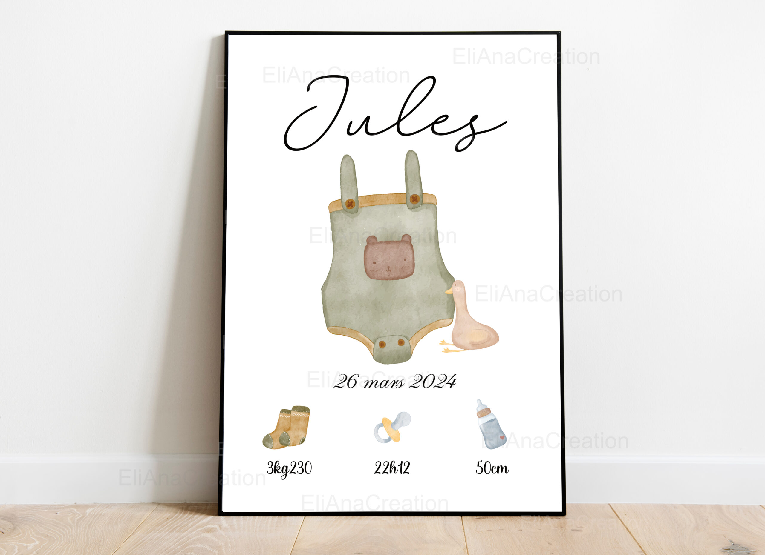 Affiche naissance - Thème Baby Boy