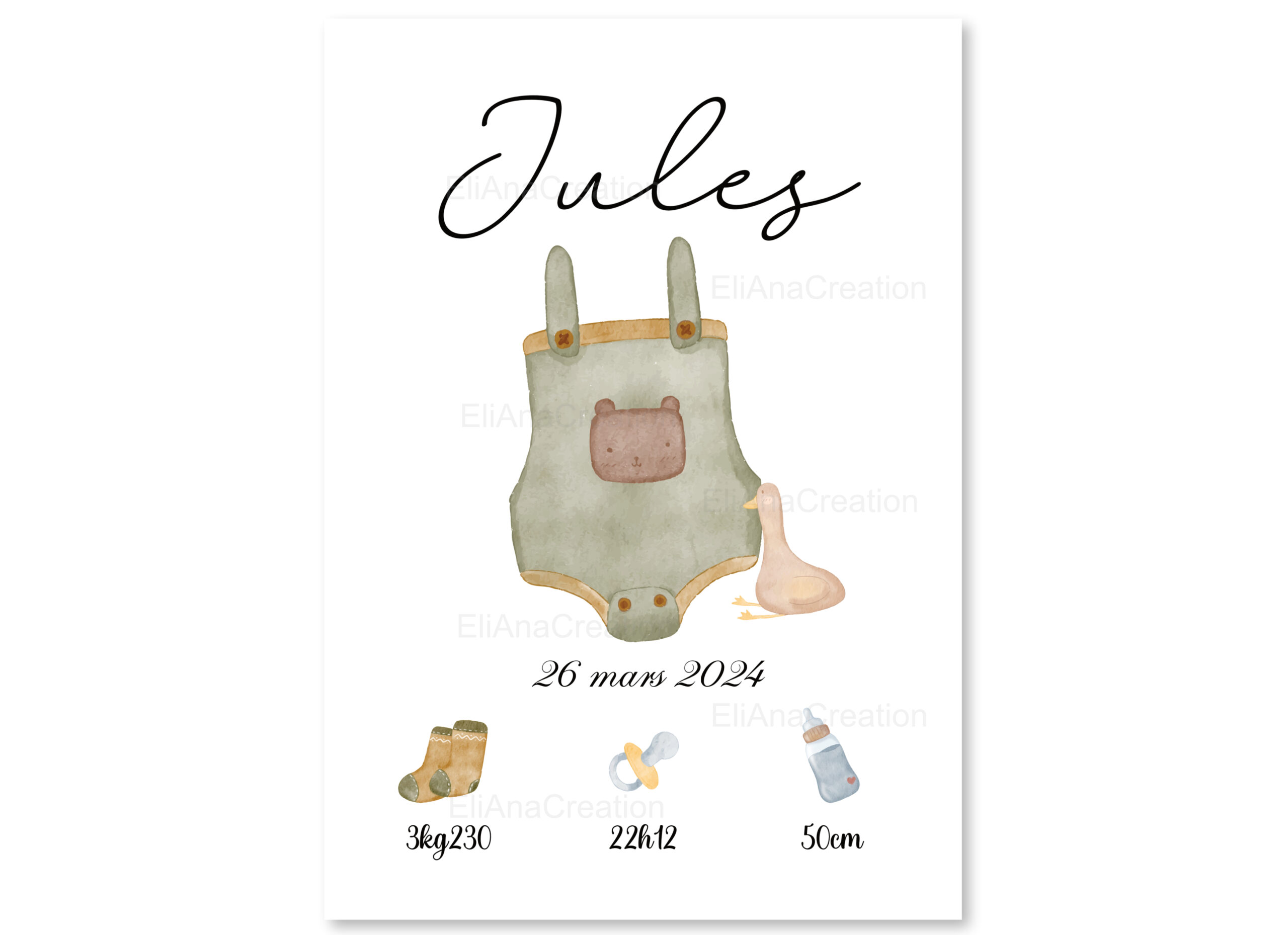 Affiche naissance - Thème Baby Boy