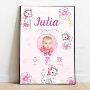 Affiche naissance - Thème Marie - Aristochats