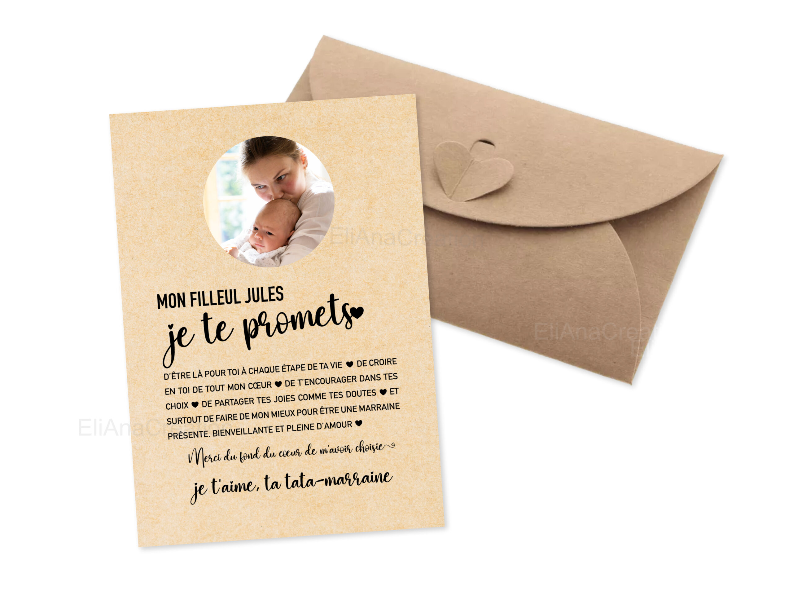 Carte - Promesse Marraine - Parrain