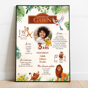 affiche anniversaire personnalisée thème Le Roi Lion