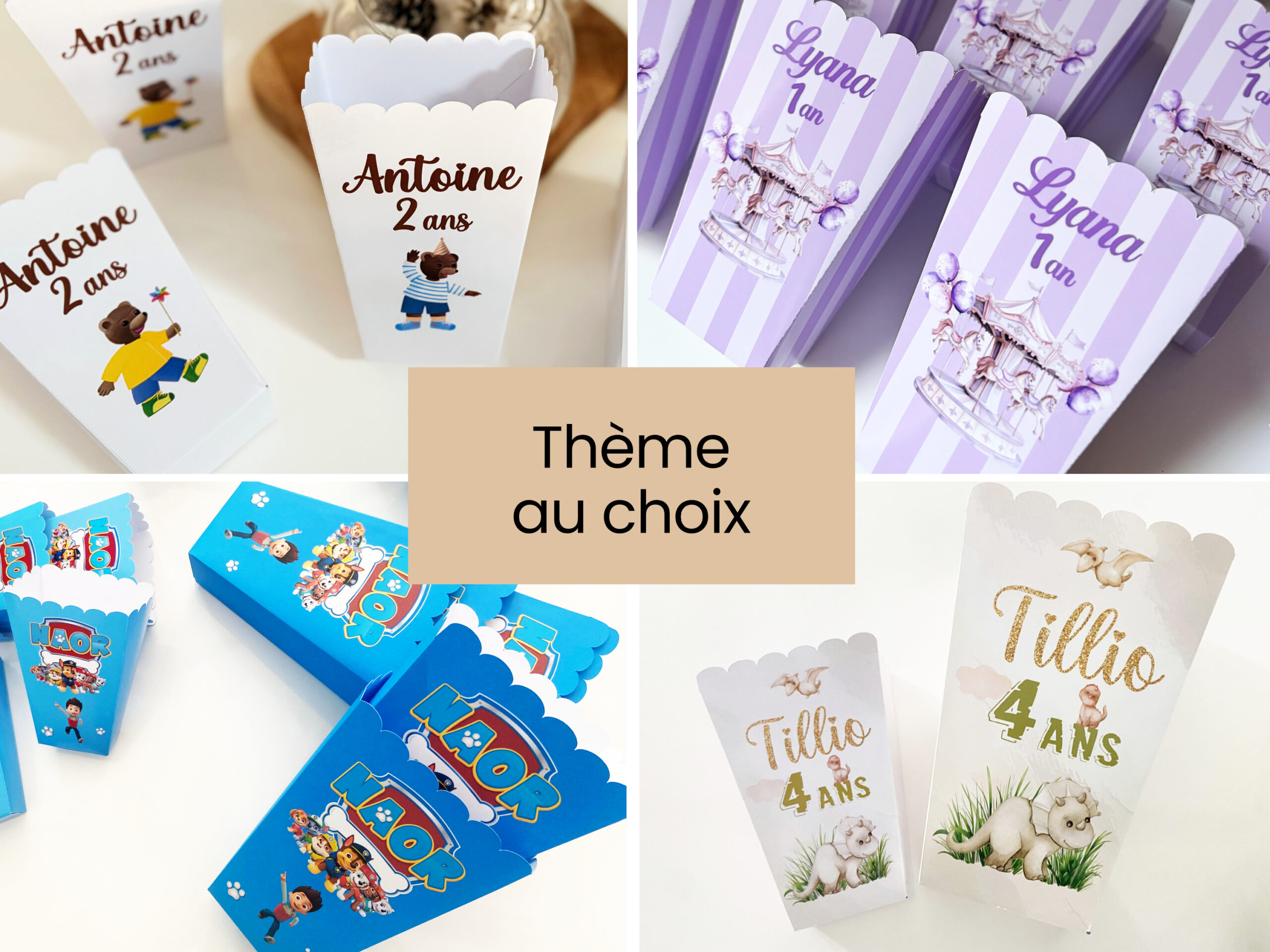 Boite Pop-Corn personnalisée - Thème au choix
