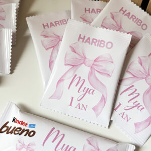 Confiseries personnalisées - Thème Noeud rose