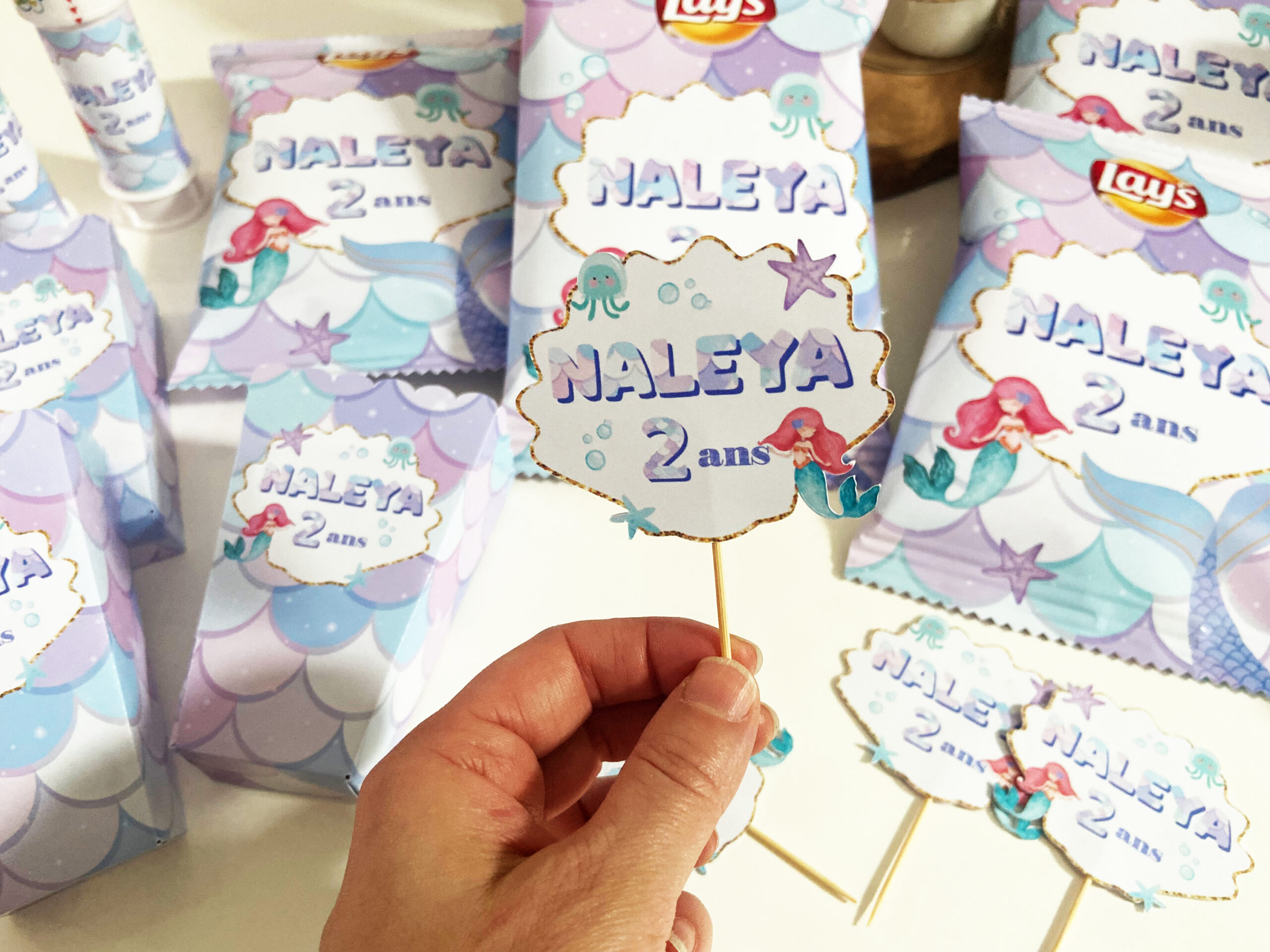 Cupcake topper personnalisé anniversaire enfant thème Sirène