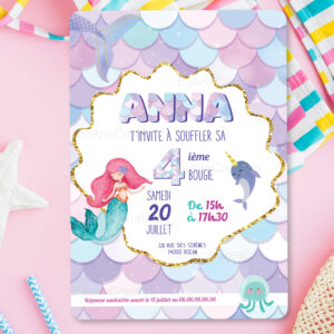 Invitation - Thème Sirène