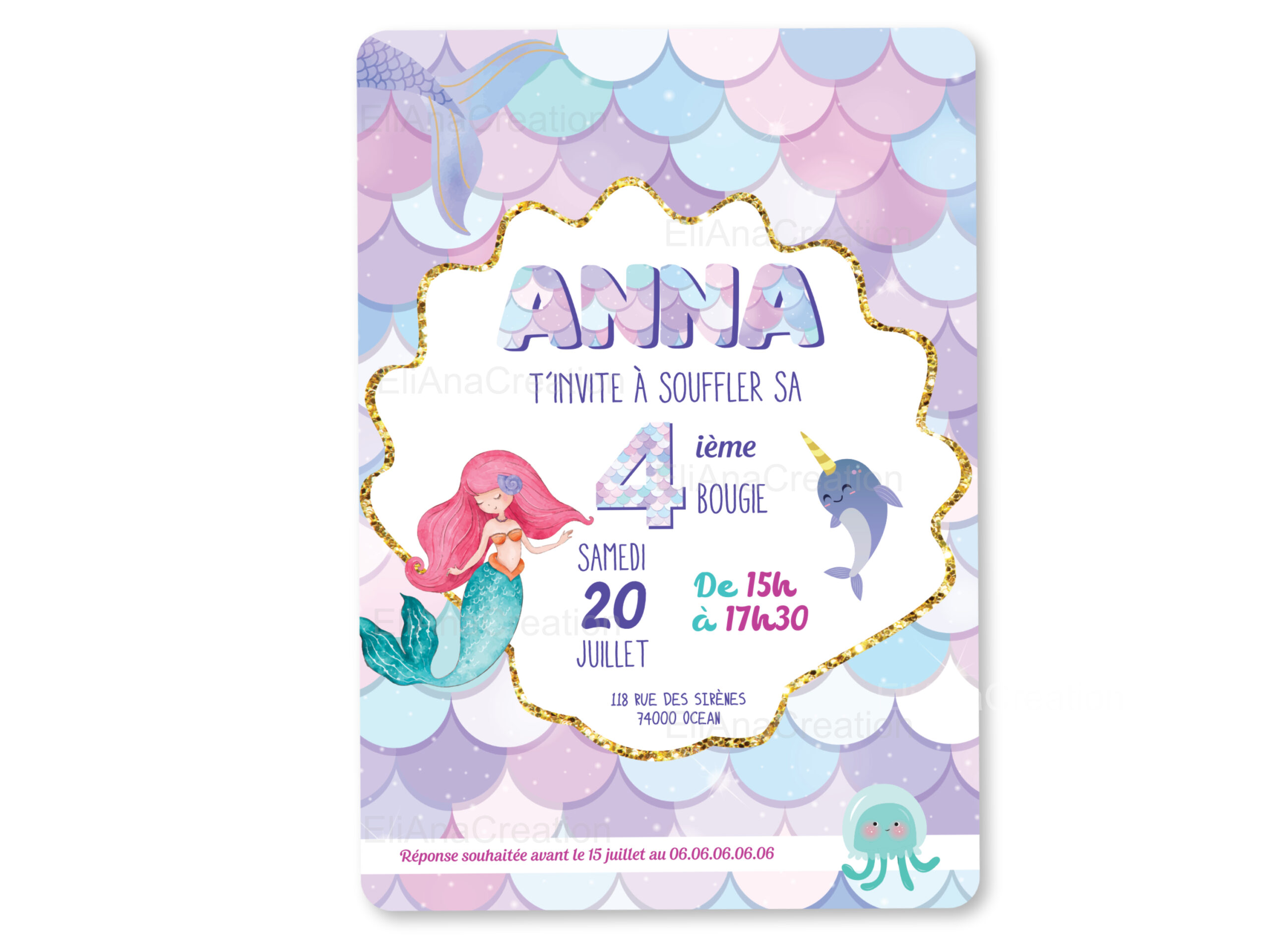 Invitation - Thème Sirène
