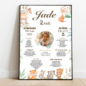 Affiche anniversaire - Thème Animaux de la Forêt