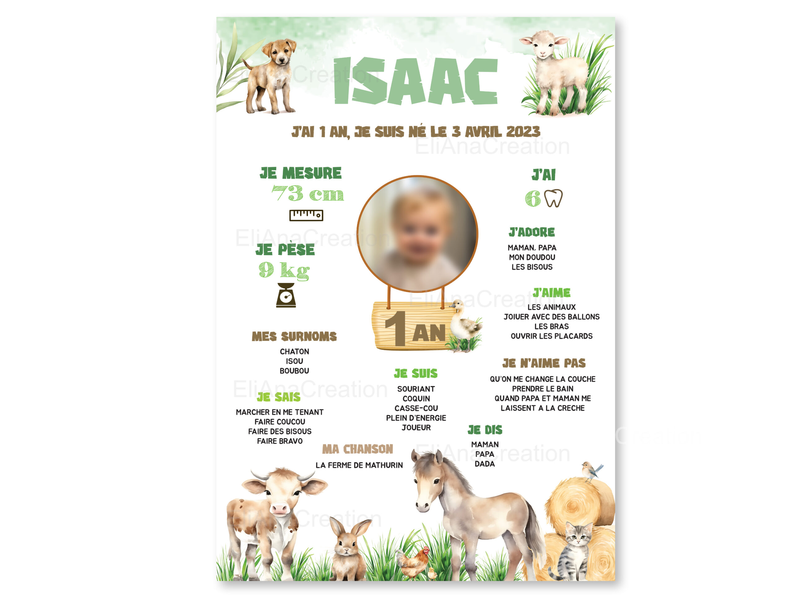 Affiche anniversaire - Thème Ferme