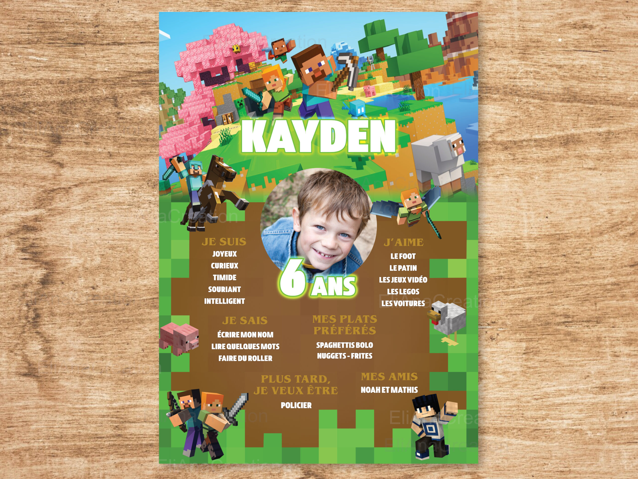 Affiche anniversaire - Thème Minecraft