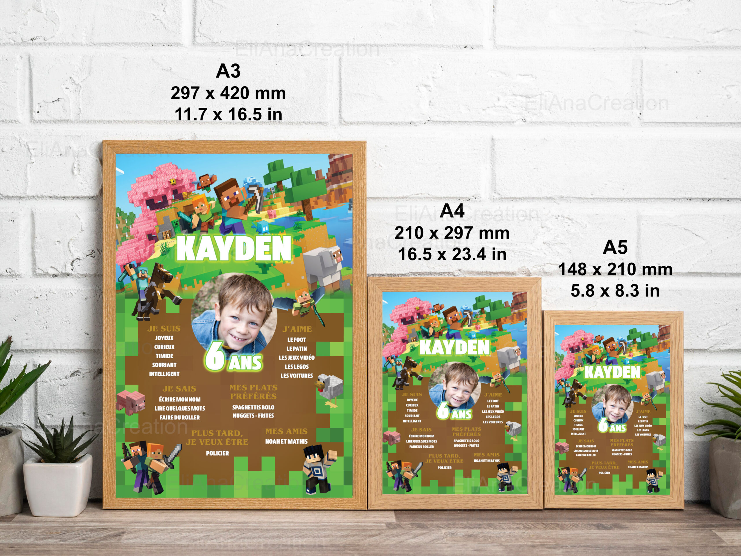 Affiche anniversaire - Thème Minecraft