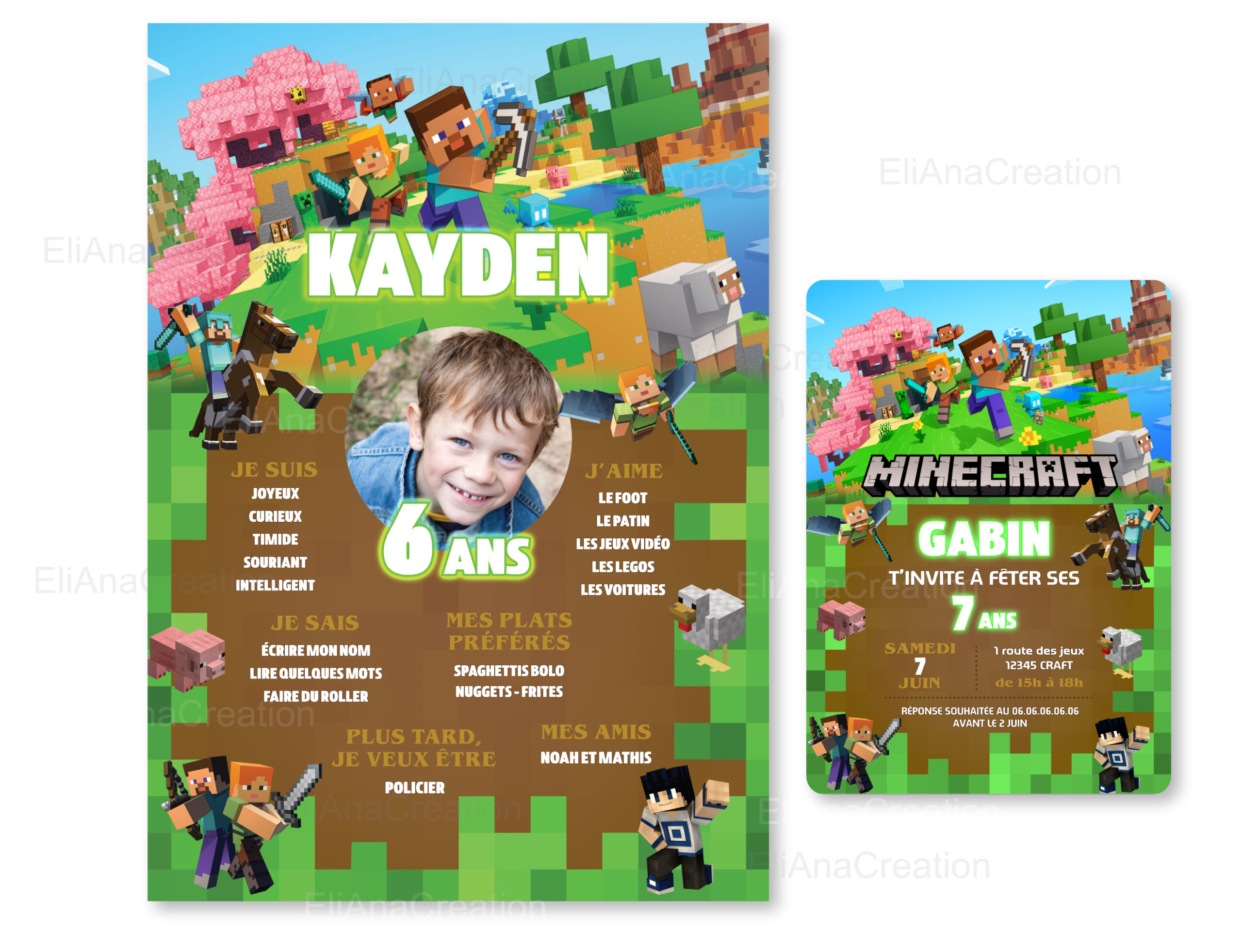 Affiche anniversaire - Thème Minecraft